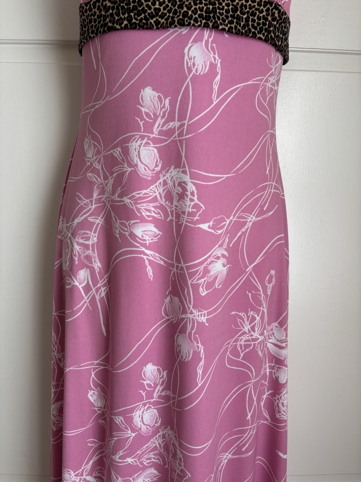 Vintage 90s Y2K PS PerSeption Pink Floral Asymmetrical Strapless Empire Dress SM