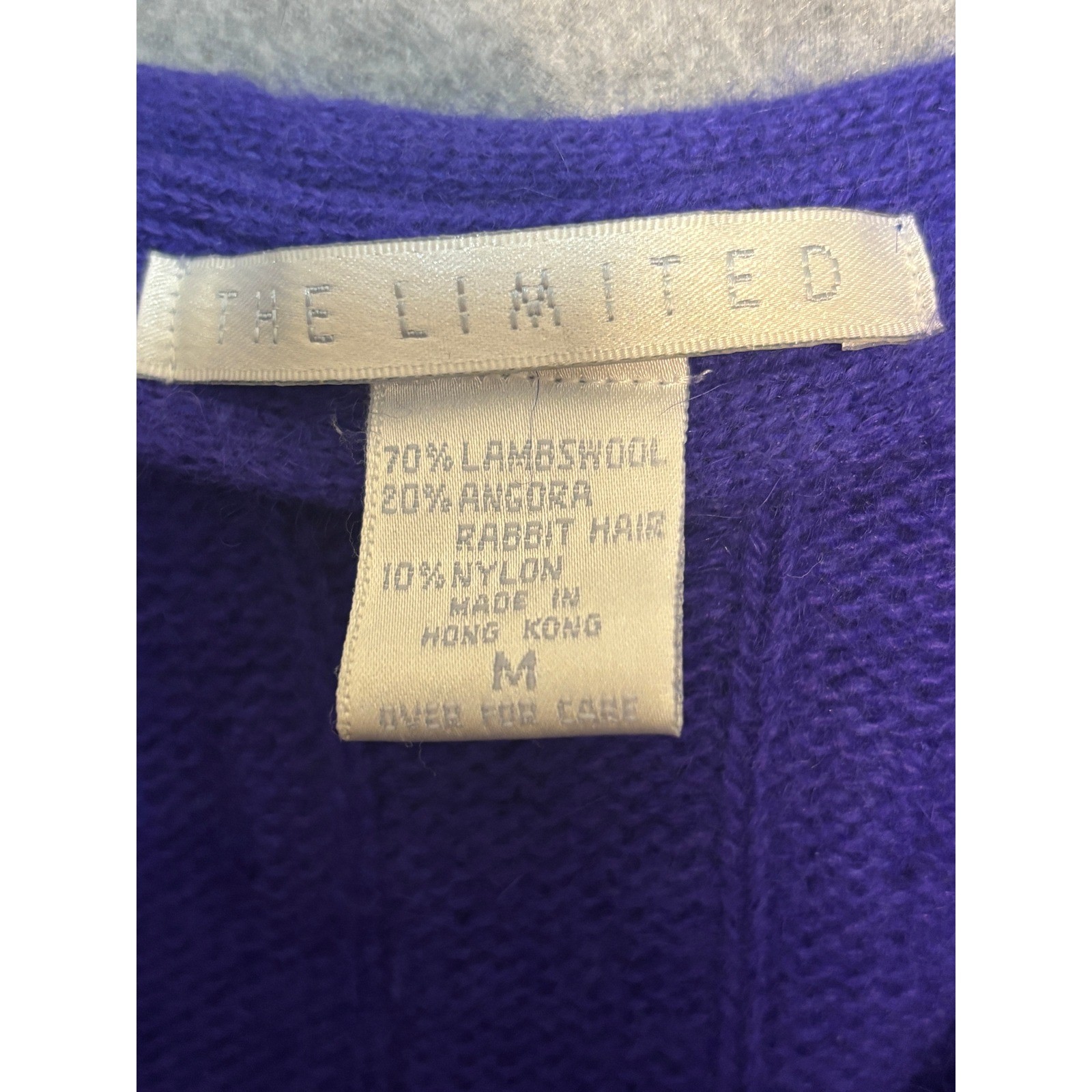 Vintage The Limited Angora Wool Cable Knit Sweater Purple Oversized 90s M
