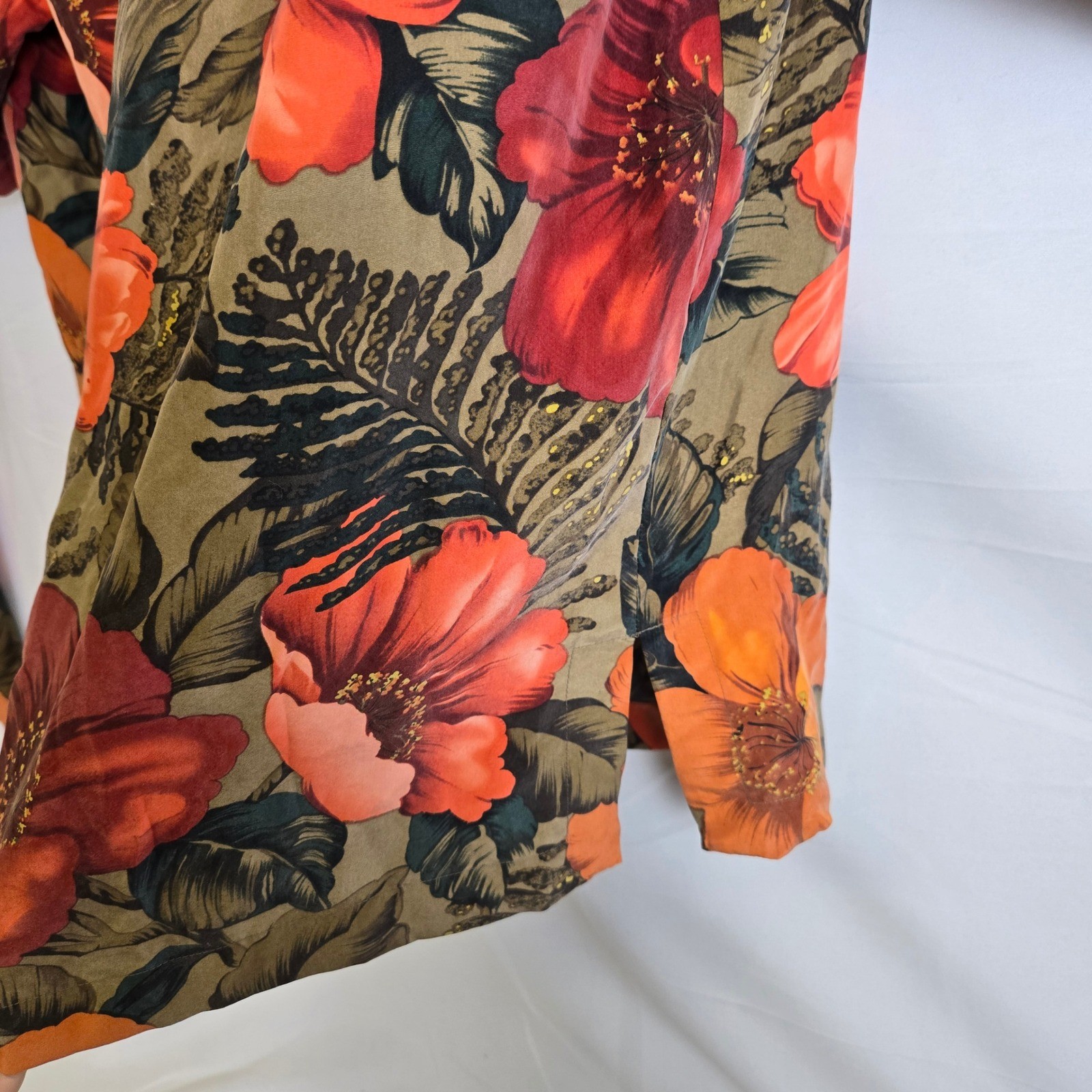 Rafaella Two Piece Set Top & Skirt 100% Silk Tropical Floral Vintage Large READ