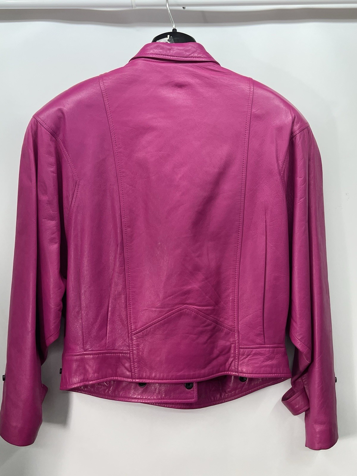 Vtg 80s La Nouvelle Renaissance Hot Pink Leather Jacket Sz M Rockabilly