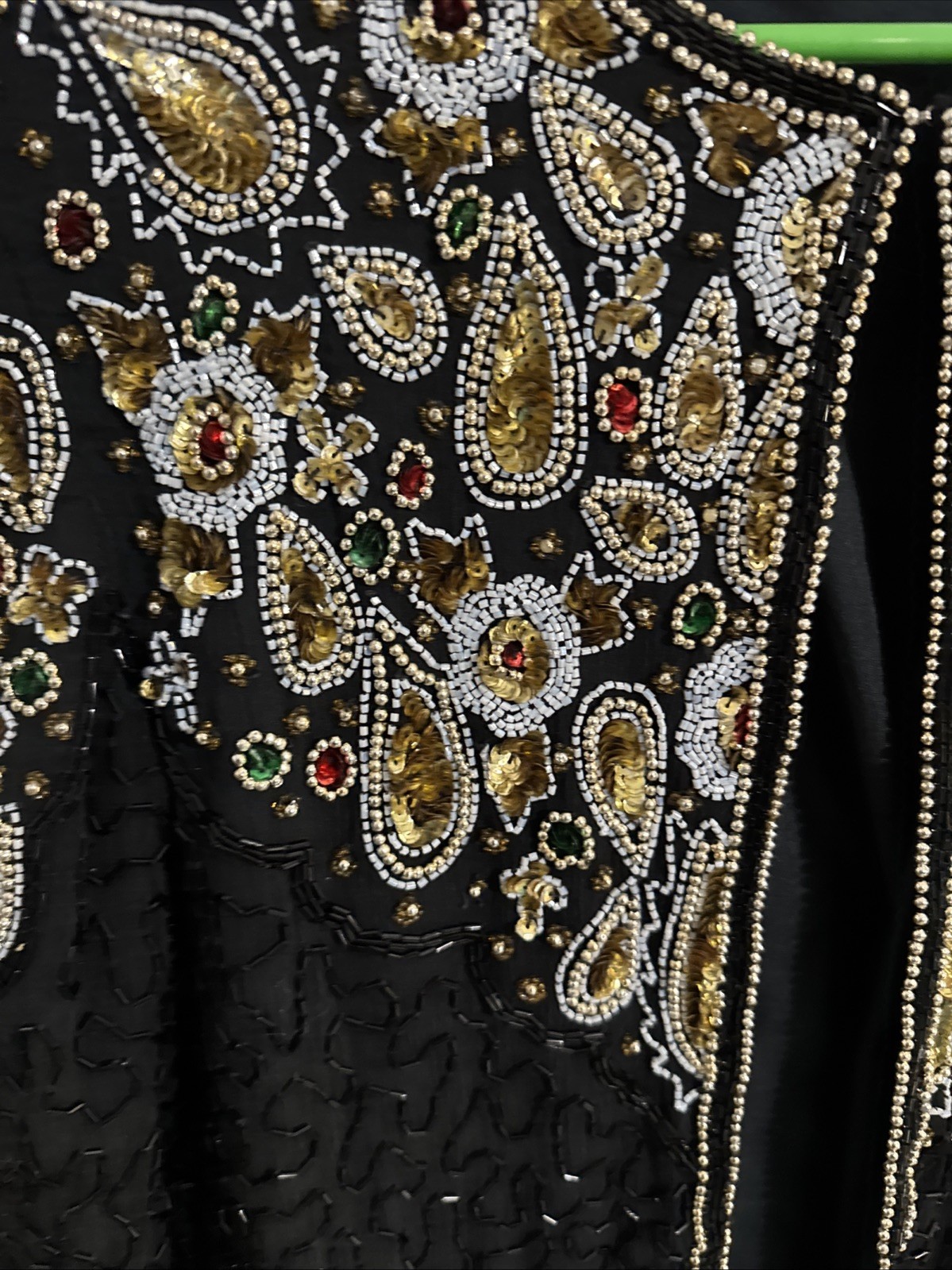 Vintage Fully Beaded/Sequined 100% Silk Jacket /Rayon lining, made in India, Lg