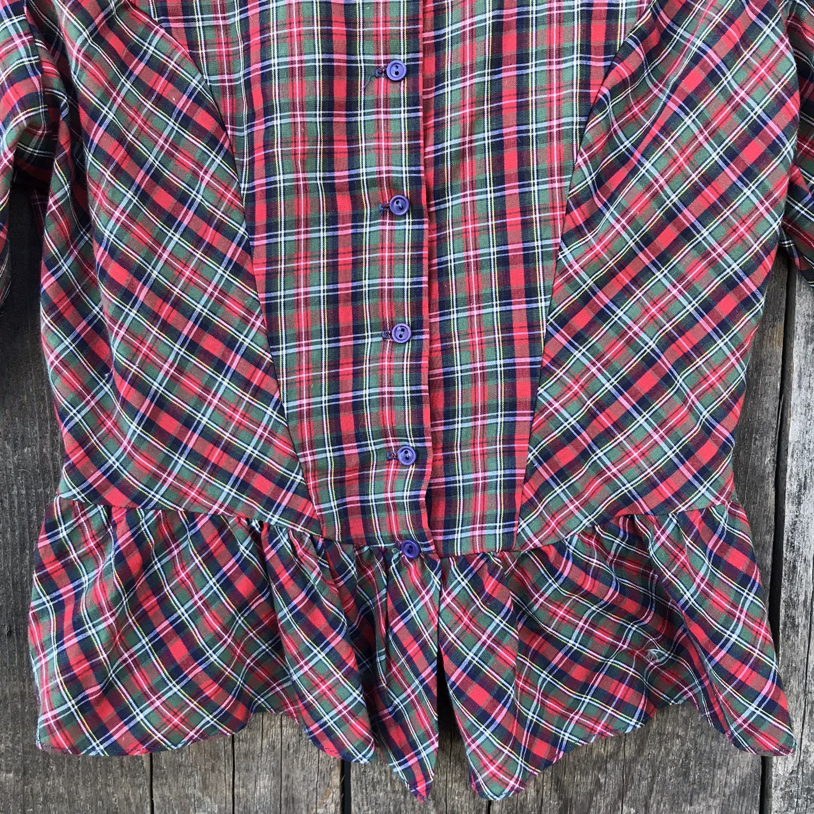 Vintage 80s Victorian Western Puff Sleeve High Neck Ruffled Blouse Candi CA XS
