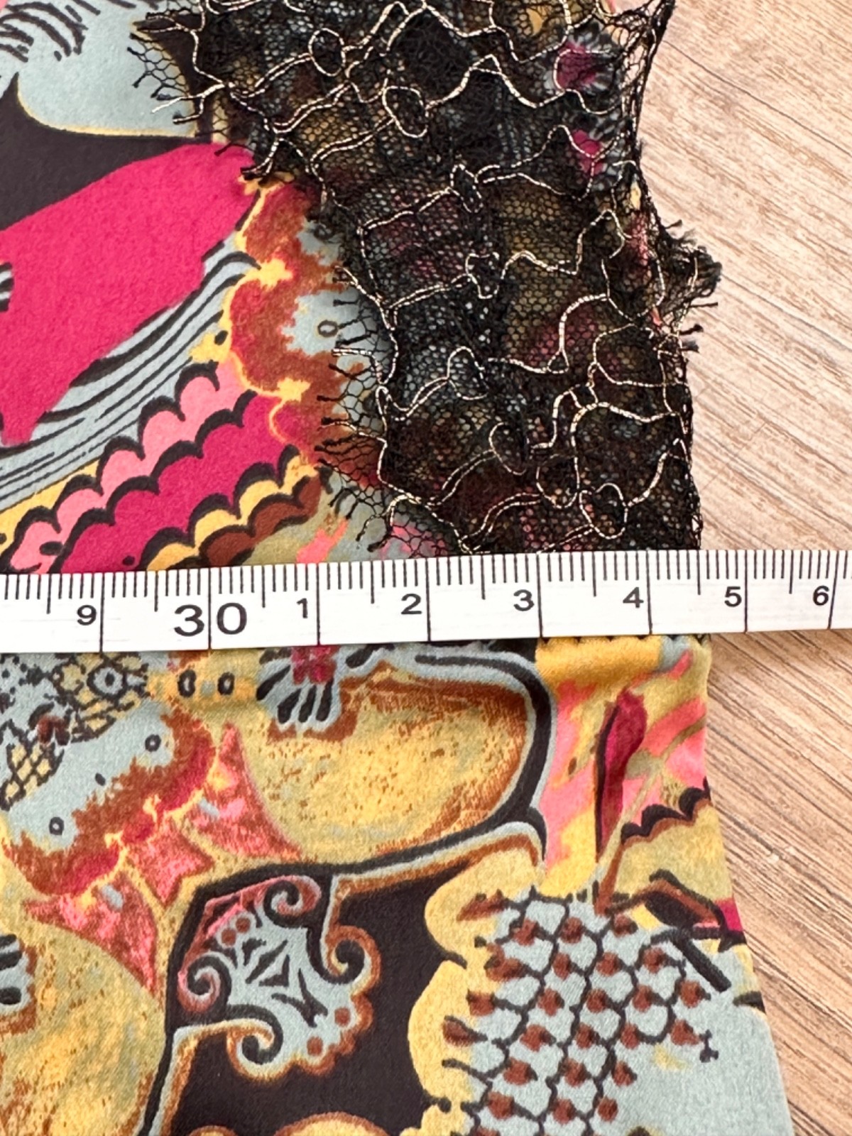 Vintage Y2K Christian Lacroix Lingerie Slip Dress Lace Trim Psychedelic Baroque