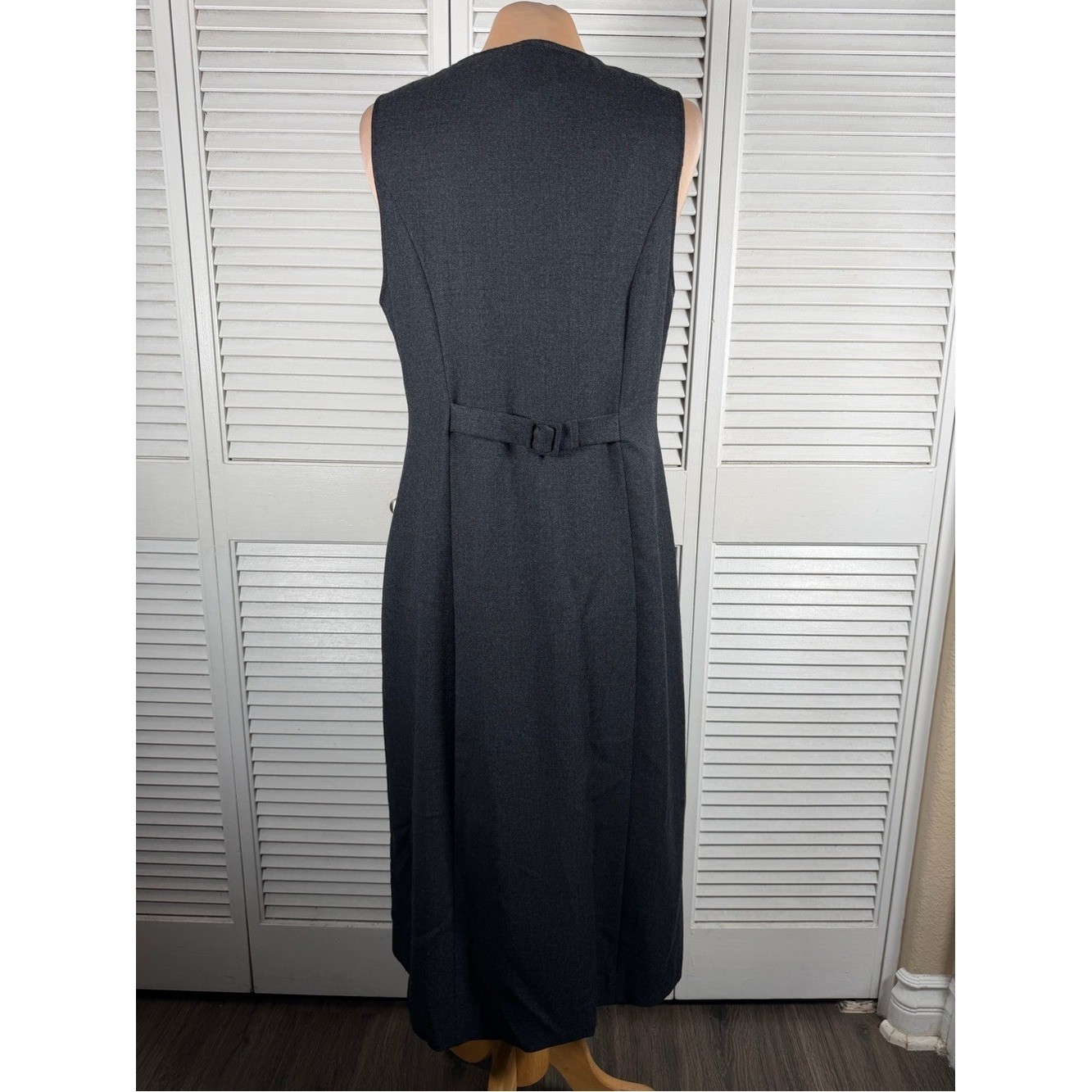 Vintage Talbots Petites 100% Wool Embroidered Gray Midi Dress Size 10P