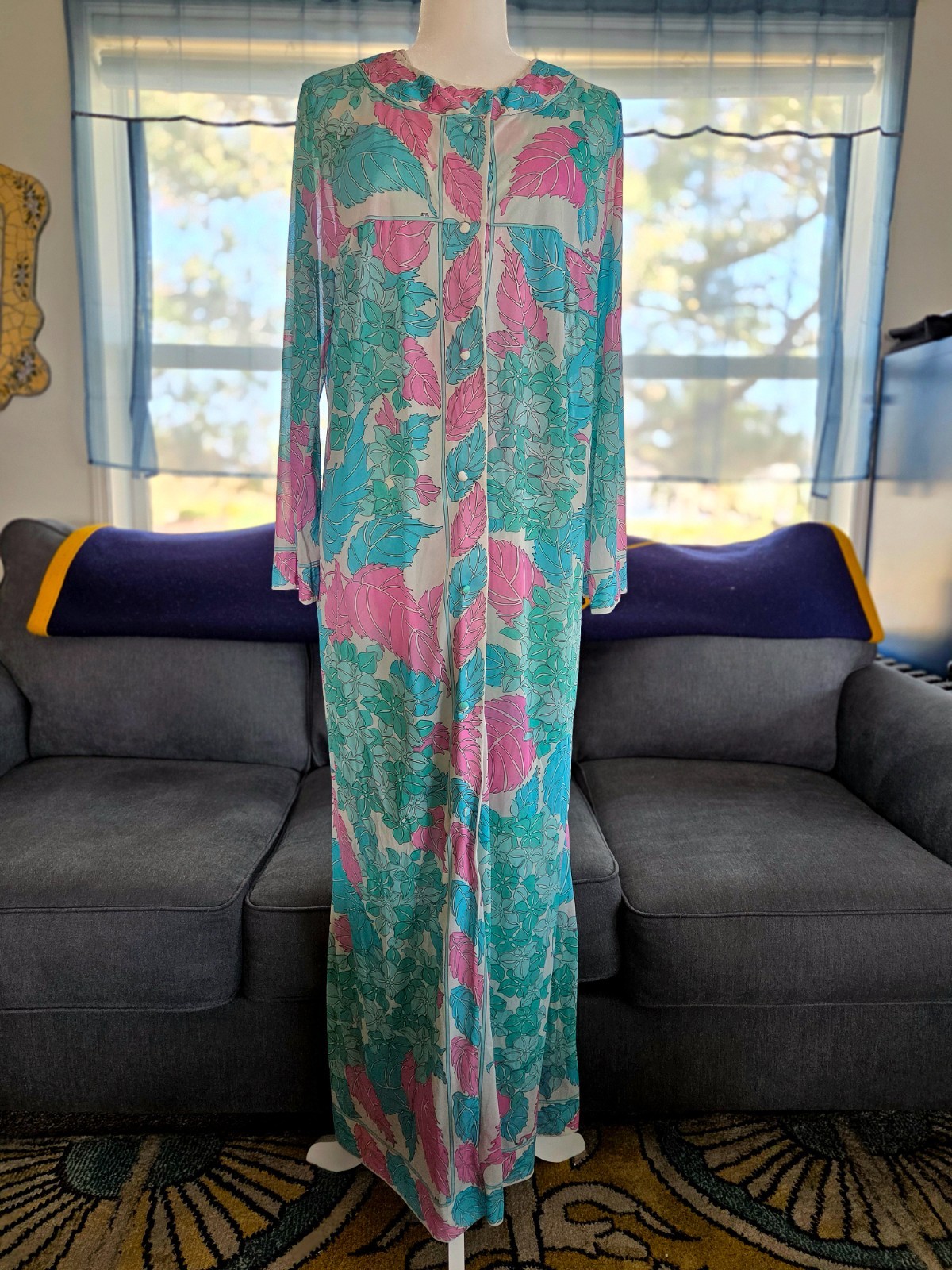Emilio Pucci Formfit Rogers Vintage 1960s Abstract Silk 2-Piece Nightgown/Robe