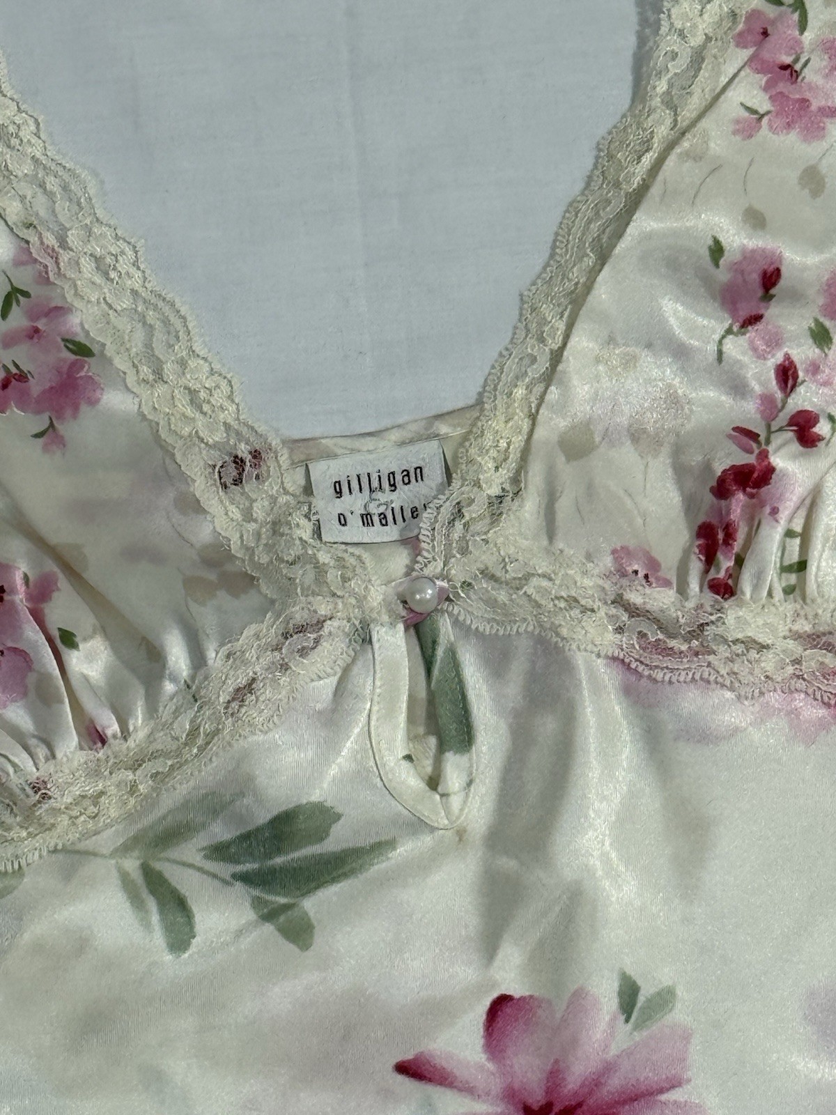Y2K Gilligan O&rsquo;Malley White & Pink Floral Coquette Babydoll Nightgown XL