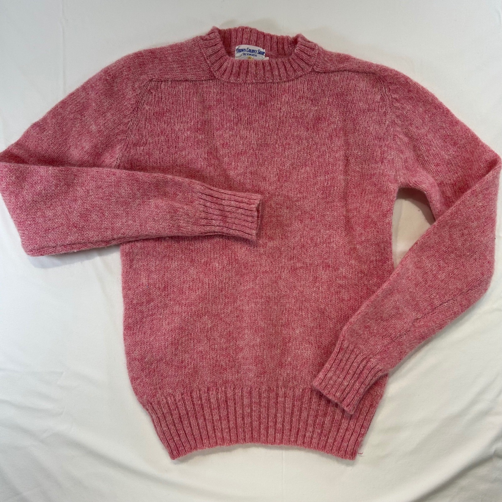 Vintage Dark Academia Crewneck Sweater 36 Wool Preppy Classic Pink