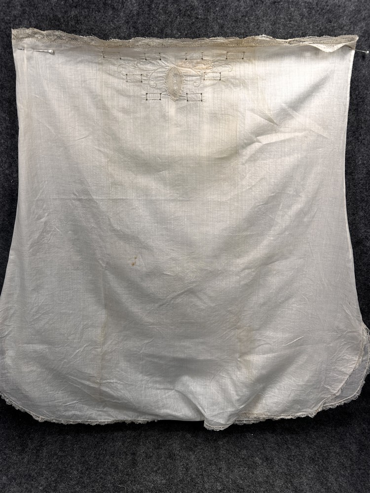 antique chemise camisole step-in white embroider lg 42 Belgium original 1890