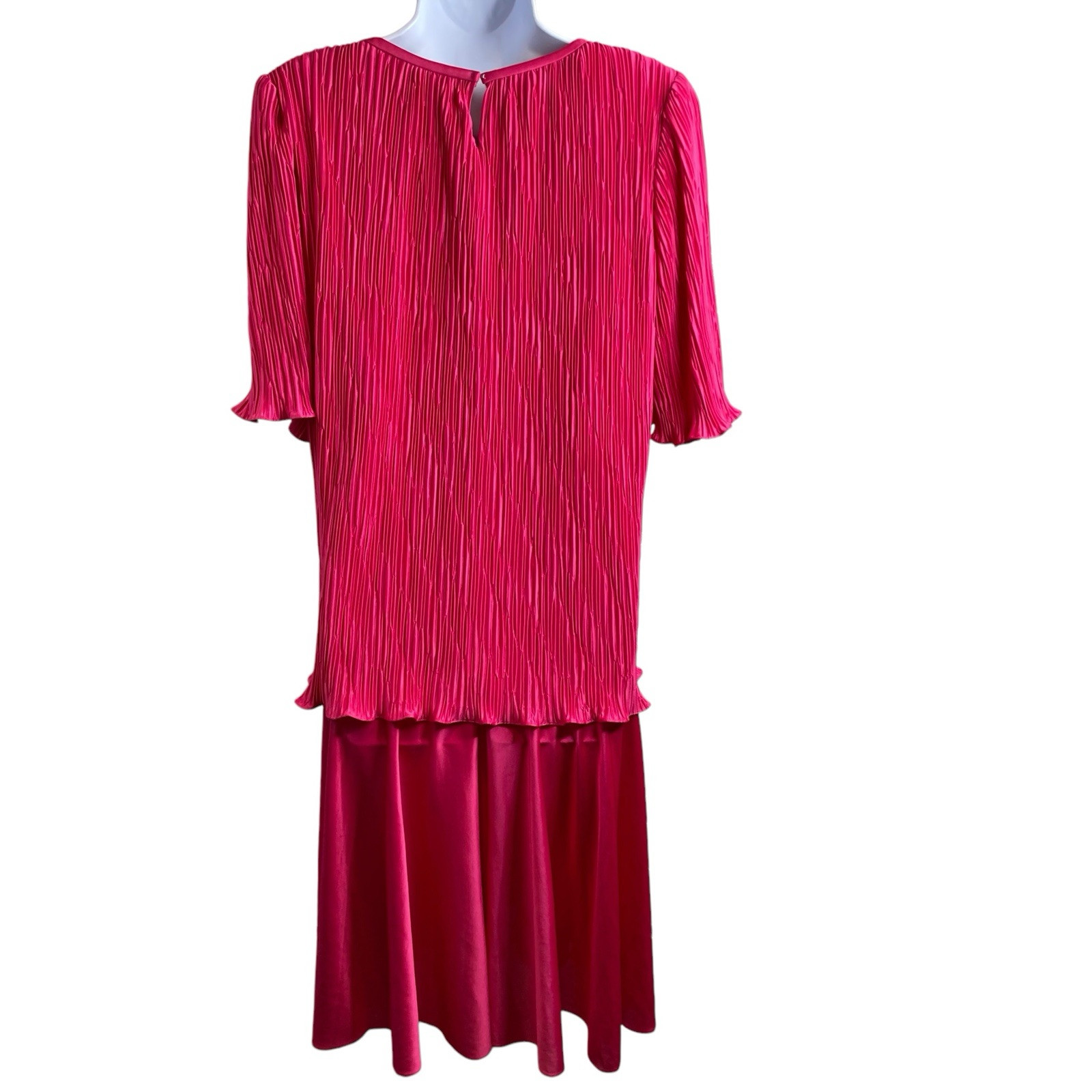 Vintage Gilberti Pink Sequin Pleated Midi Dress Size 12 Special Occasion 80&rsquo;s