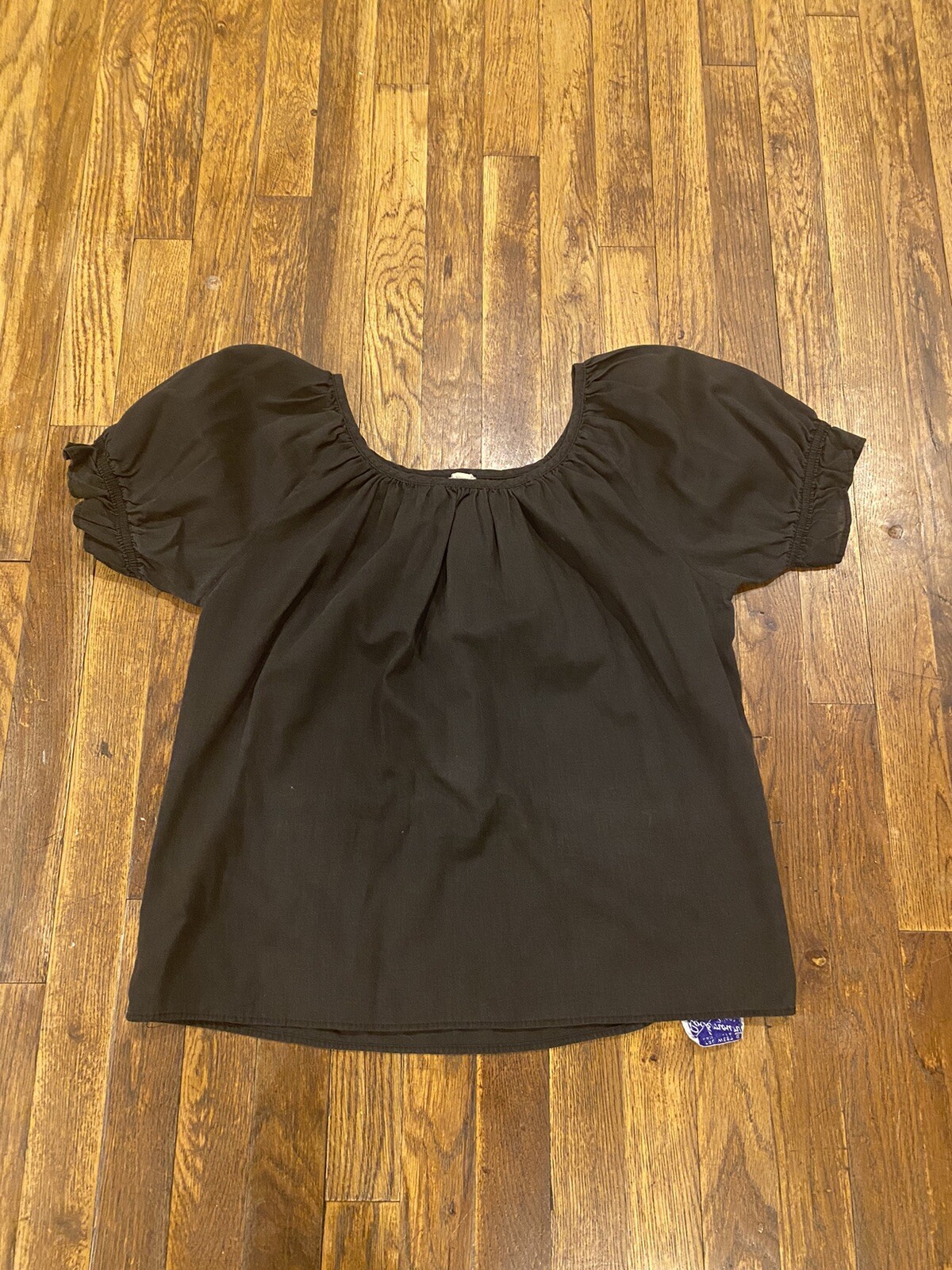 Vtg 1960s Rockmount Ranch Wear Women&rsquo;s Black Puff sleeve B￼louse Square Dance