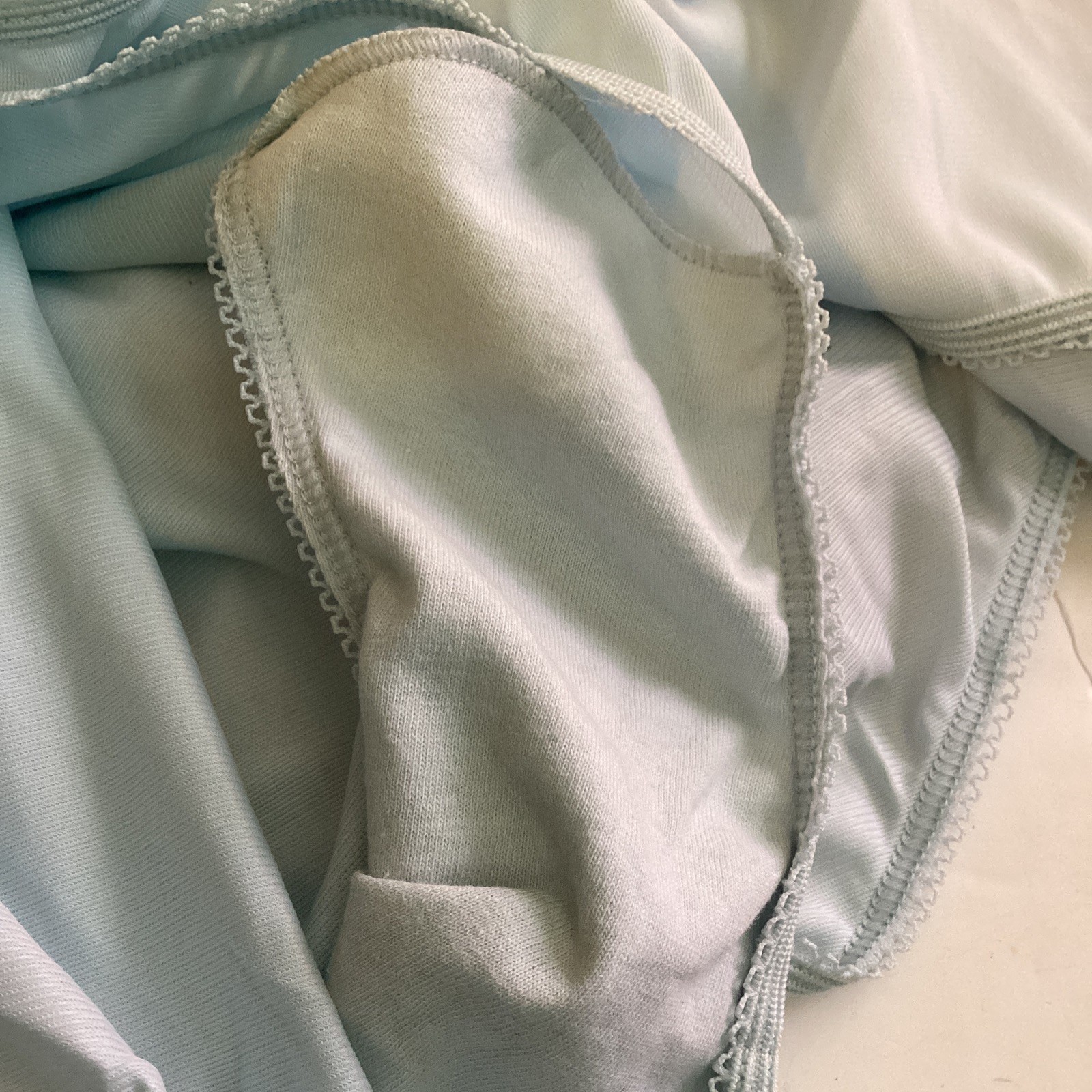 NOS 5 Pair Sears Granny Panties 12 Hips 53-56 Shiny Cotton Gusset Blue & Beige