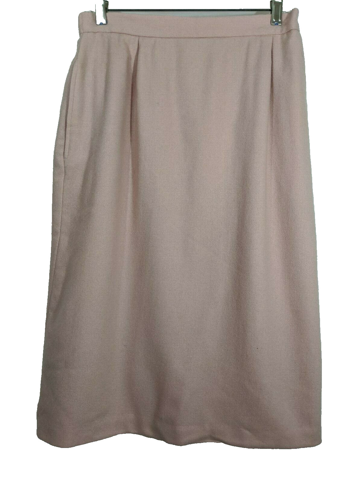 Vintage Skirt Wool Russ Pink Pencil Sheath Below Knee Modest Vtg Pockets 14