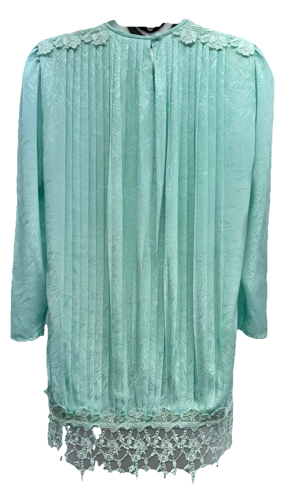 VTG In The Mood Size 12 Button Keyhole Drop Waist Long Sleeve Dress Lace Trim