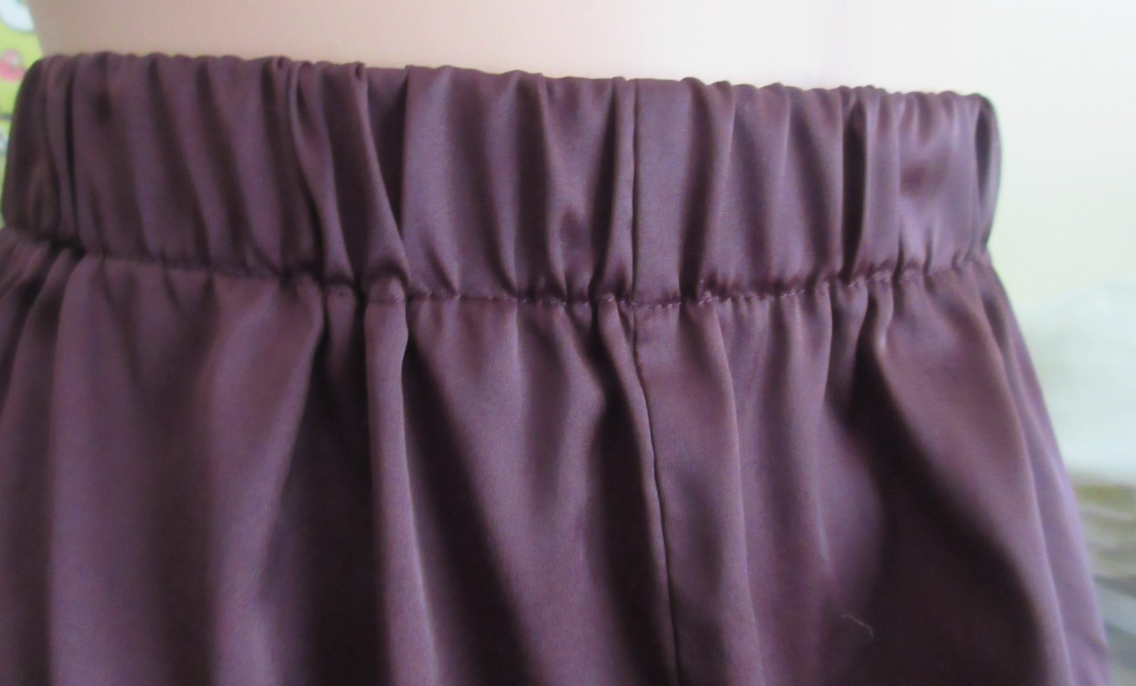 UB DEEP BURGUNDY mega LACE trim POLY SATIN silky sleep shorts IVORY LACE size XL
