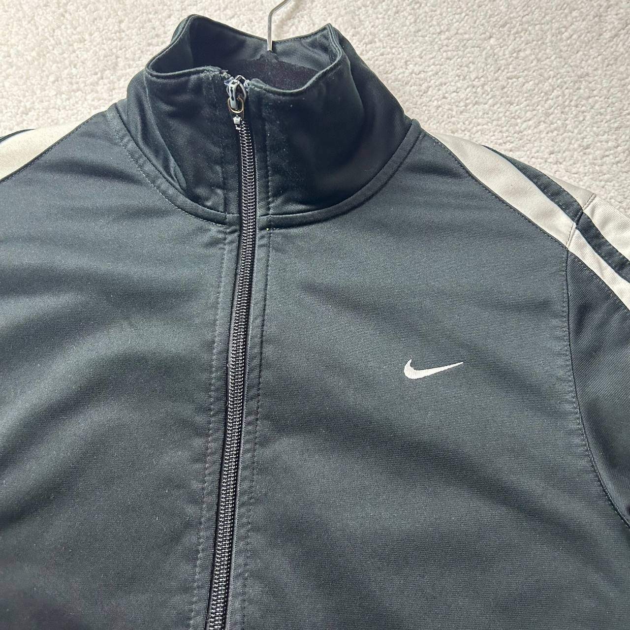 Vintage Nike Full Zip Track Jacket Swoosh Logo Size Medium Black Yellow Striped
