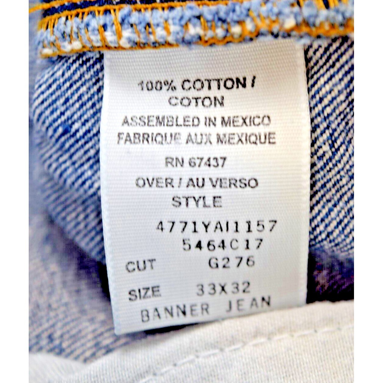 VTG Polo Jeans 33 x 3290s Ralph Lauren Blue Banner Jean Relax Fit Strait Leg