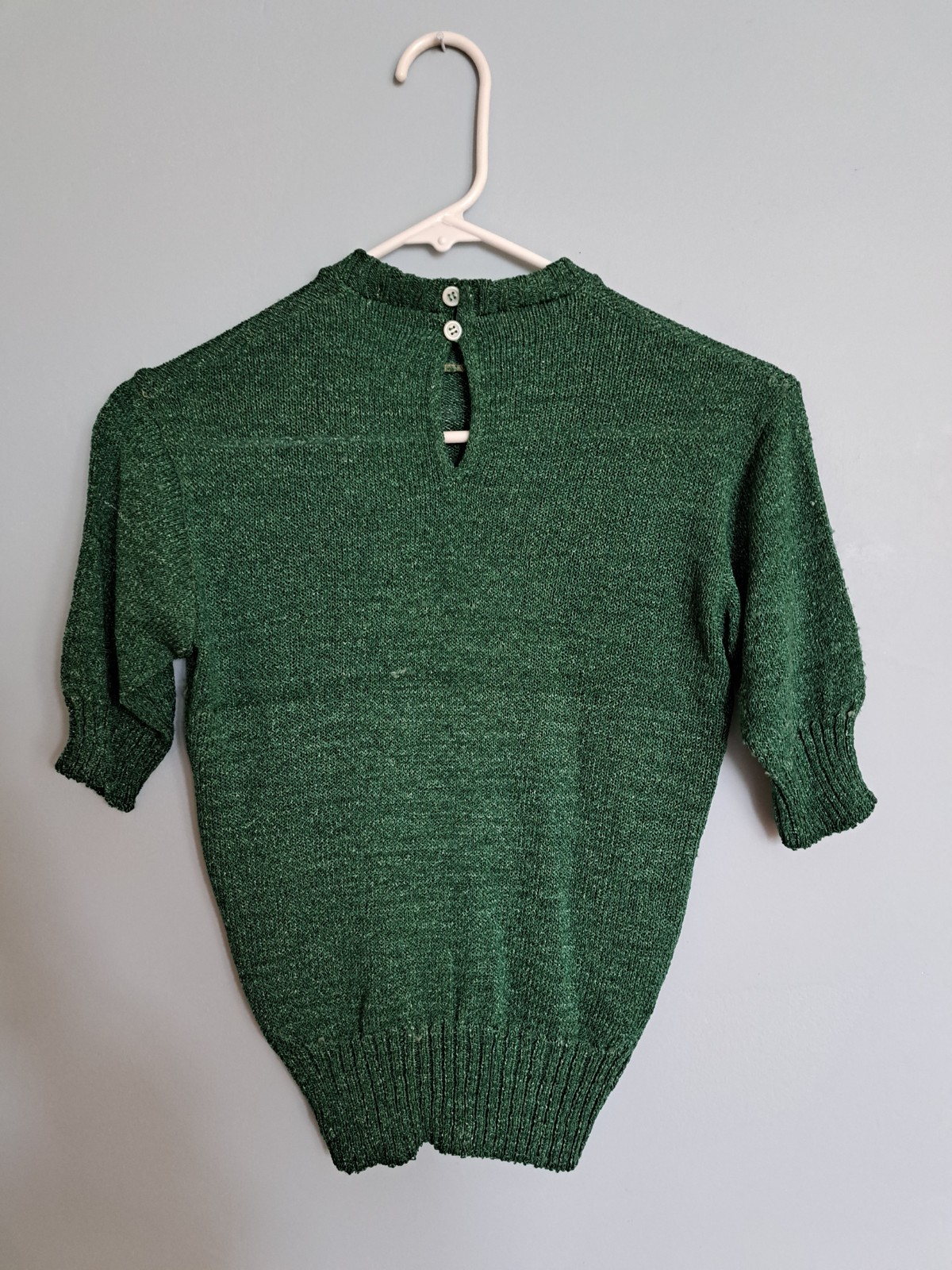 Vintage Womans Metalic Green Pullover Sweater * Lurex? Nice * small? See Pics