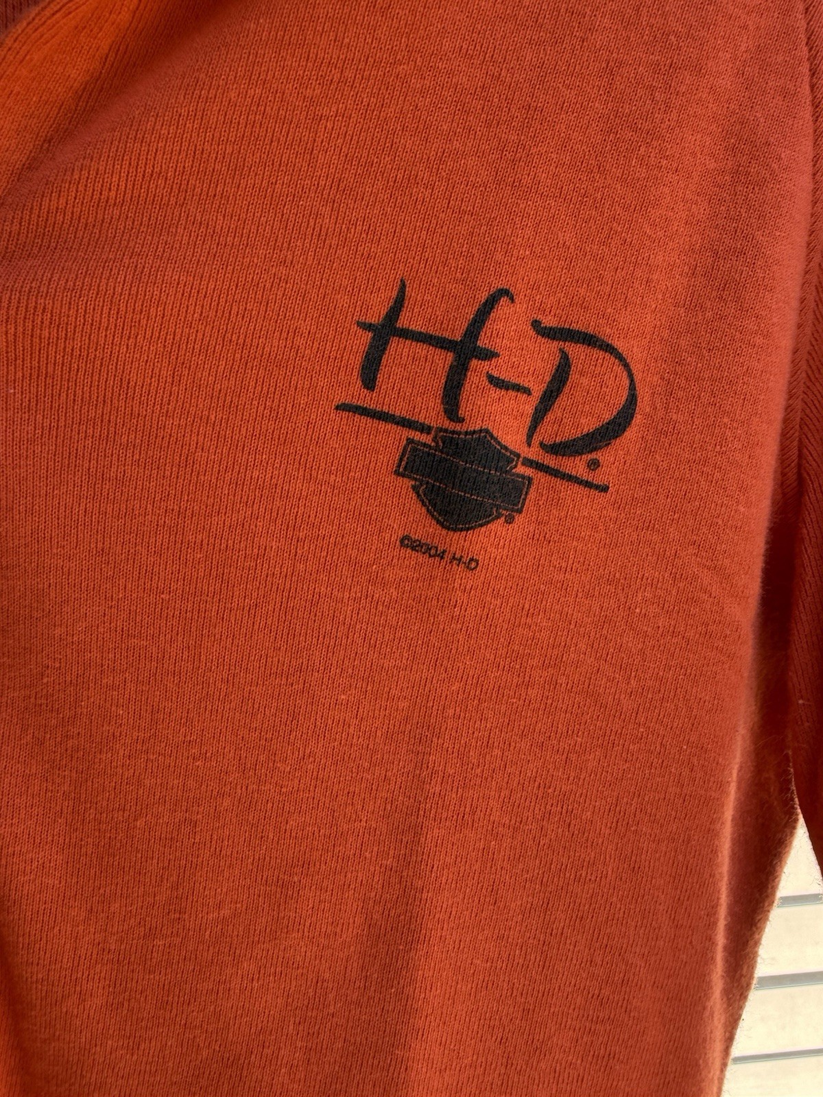 Vintage Harley Davidson Sweater Women’s L Cardigan Orange Black Button Front