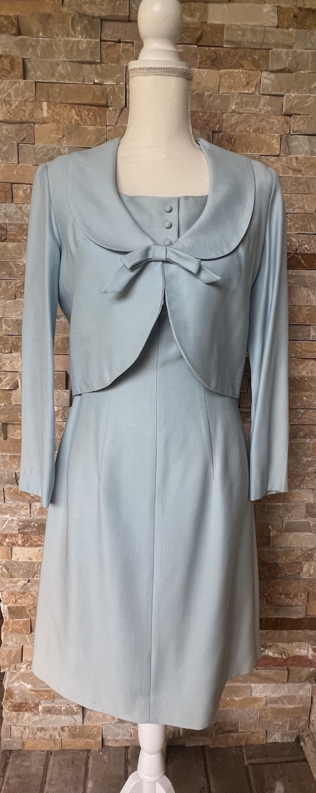 Jonathan Logan 1950s 2 piece shift Dress & Bolero powder Blue size 4 *see note