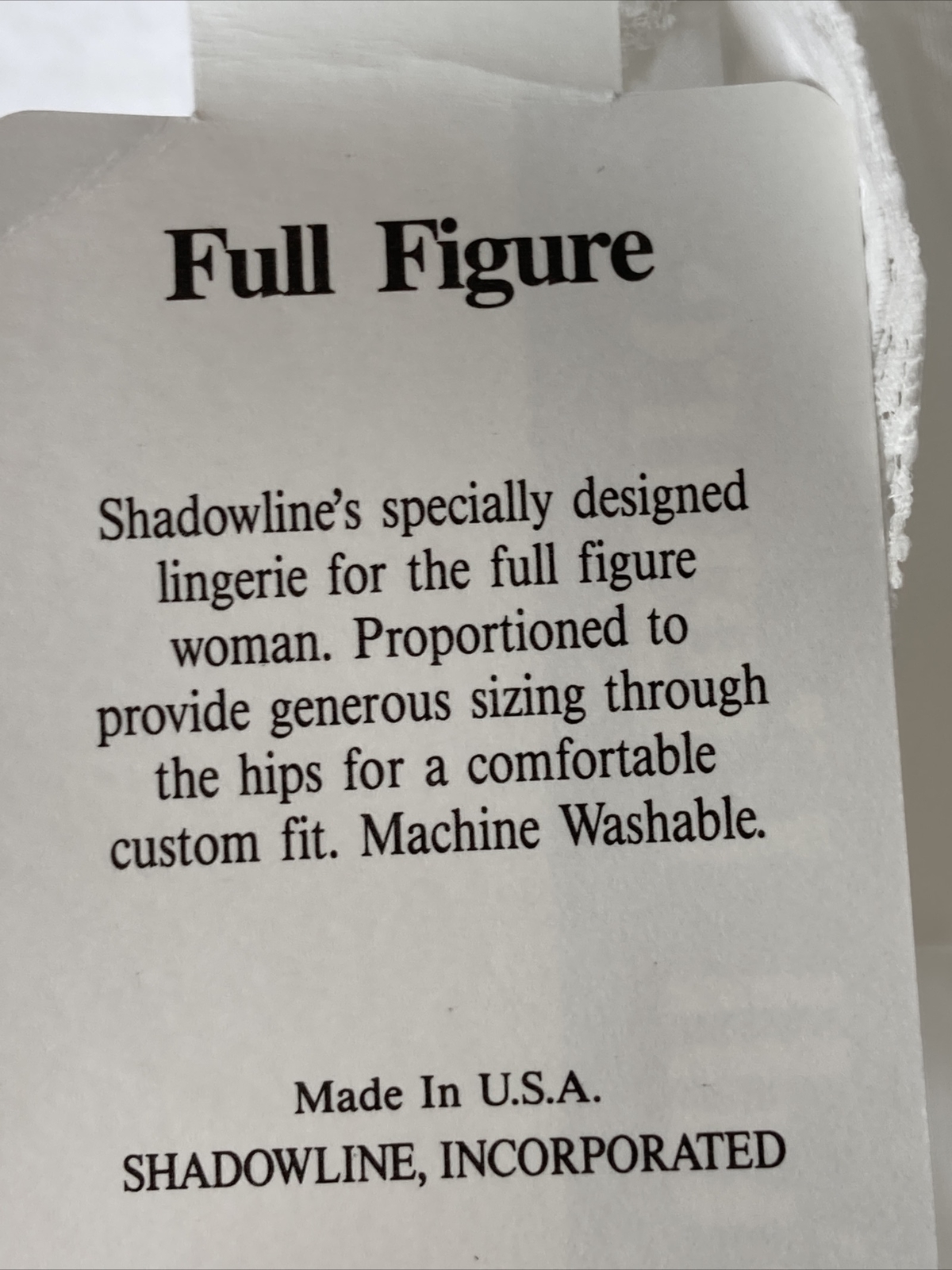 Vintage SHADOWLINE Full Figure White Lace Edge Slip Sz 38 24&Prime; Long