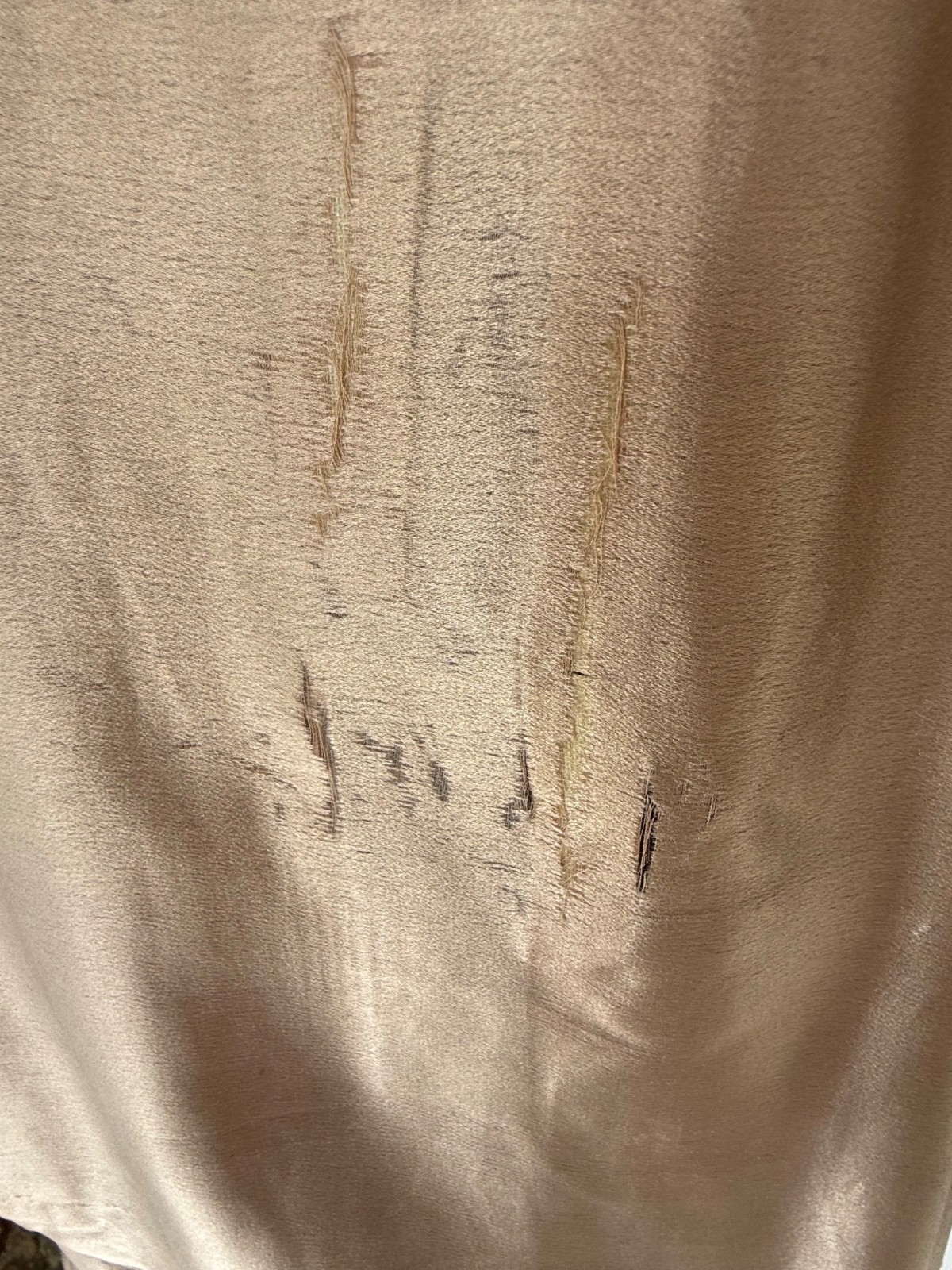 Antique 1920s Tan Silk Flapper Dress With Lace Yoke AS IS TLC Size M