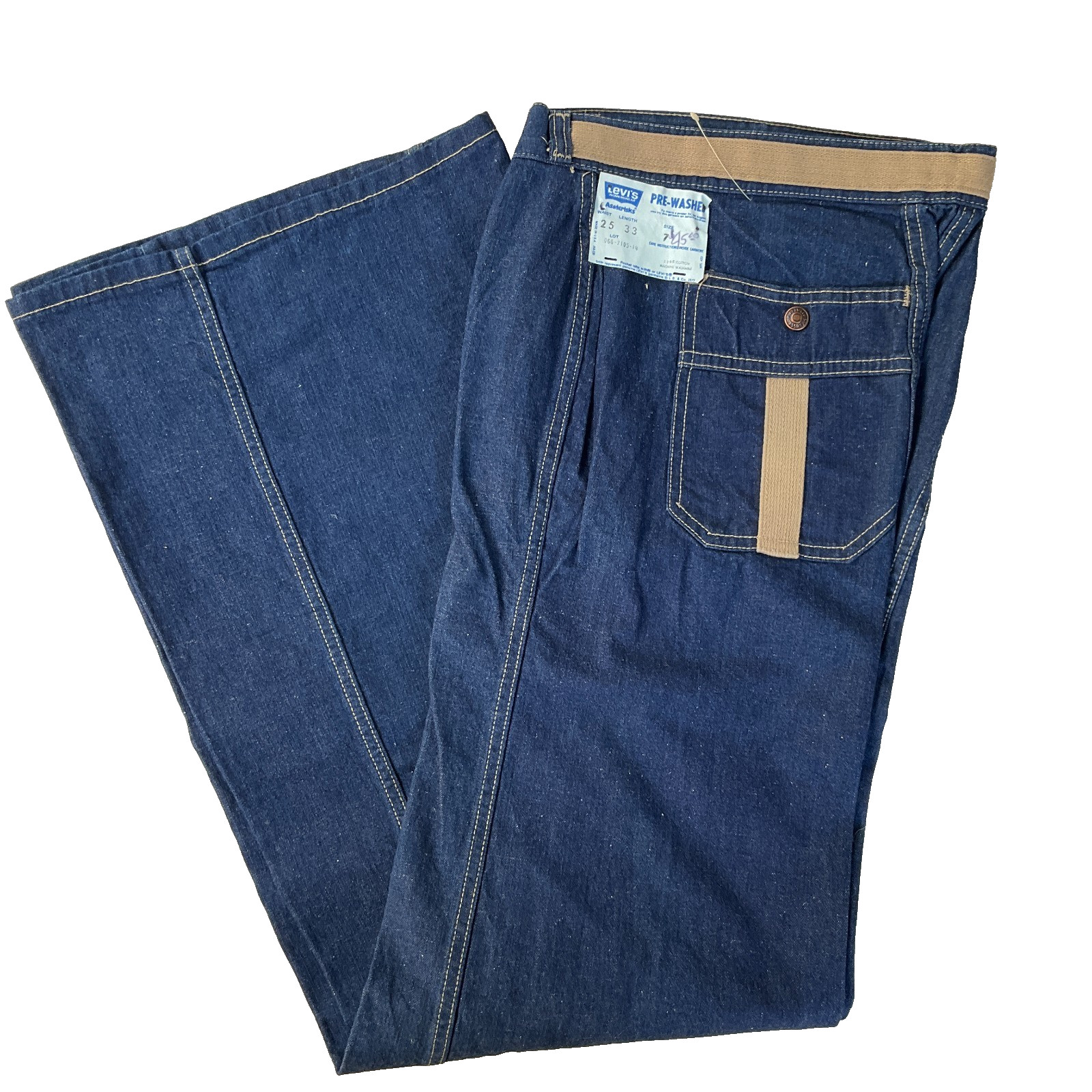 25×33 Vtg 70s Levi’s Asterisks Wide Bell Bottom Jeans Sz 7 Talon USA
