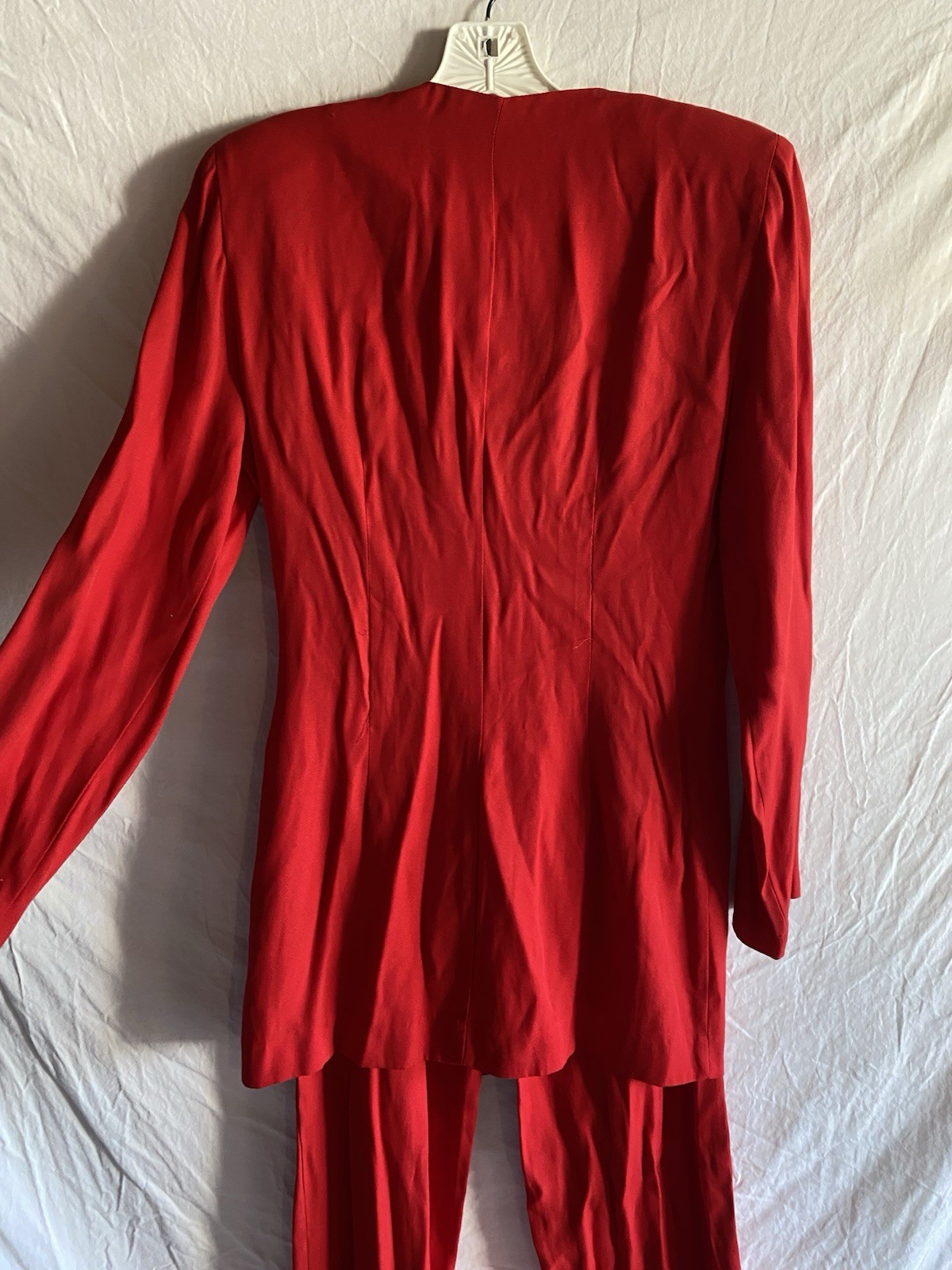 D.J. Summers 1980s Red Pant Suit Set Rayon Acetate Tailored Size 4