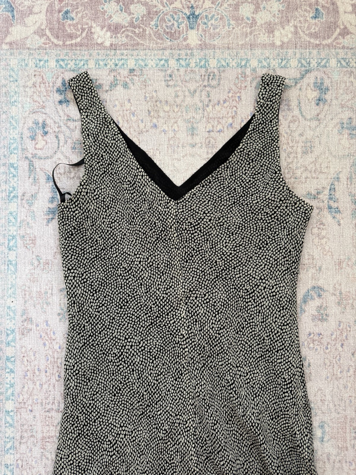Shomi Black & White Polka Dot 100% Silk Midi Dress Size 8 Vintage 90s Y2K