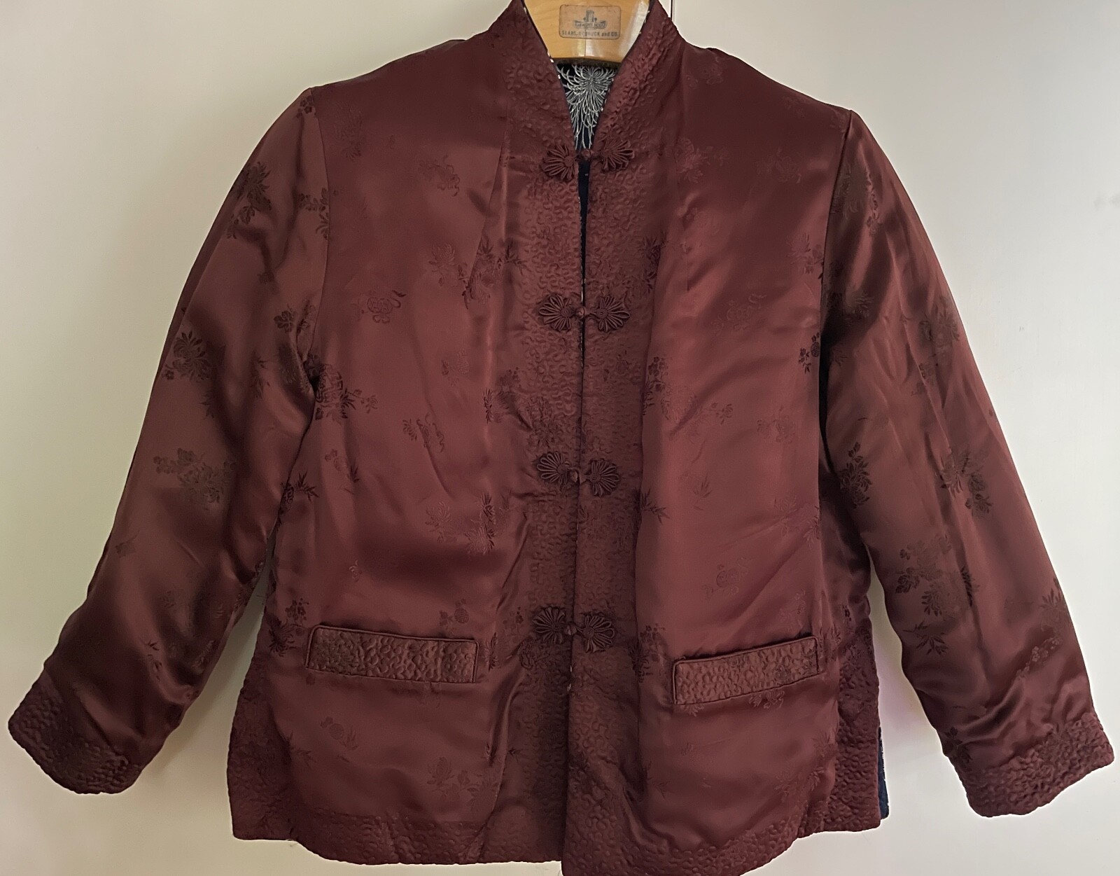 Vintage Chinese Reversible Jacket, sz. XL, Solz Squirrel, silk?/rayon?