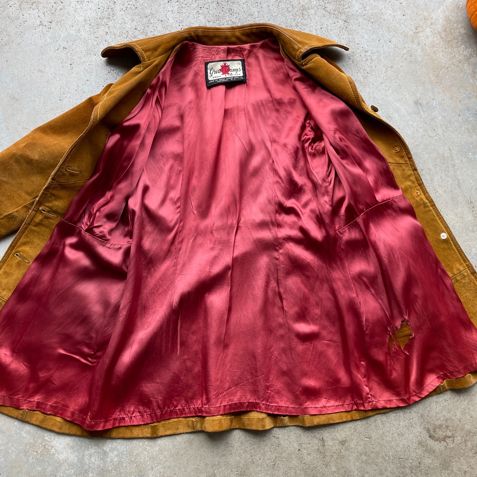 VTG 70s Great Things From Canada Suede Leathercraft Tan Coat Women&rsquo;s Small 11/12