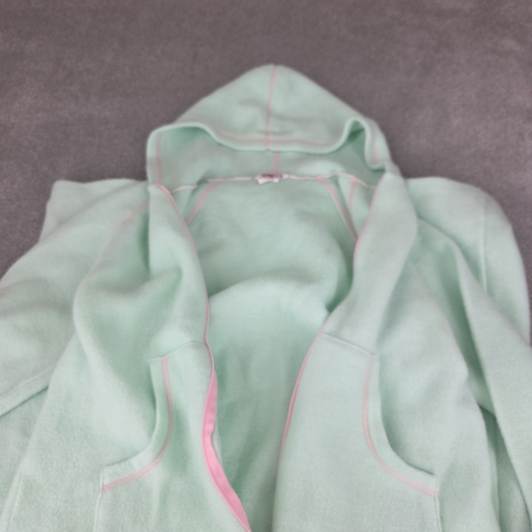 Vtg Medium Zip Pockets Robe/HouseCoat Sears Mint Green Fleece Hooded Pj&rsquo;s Soft