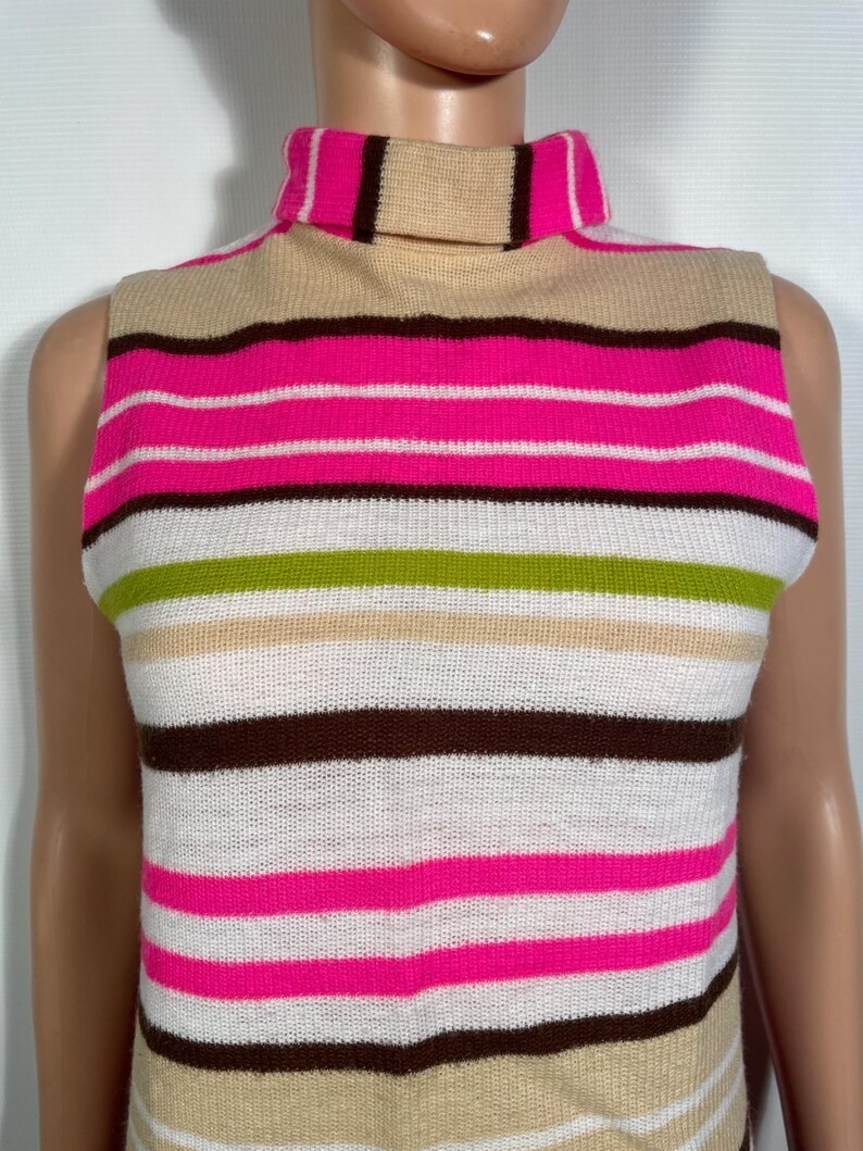 Vintage 1960s/70s Mod Striped Knit Top Tunic Size M