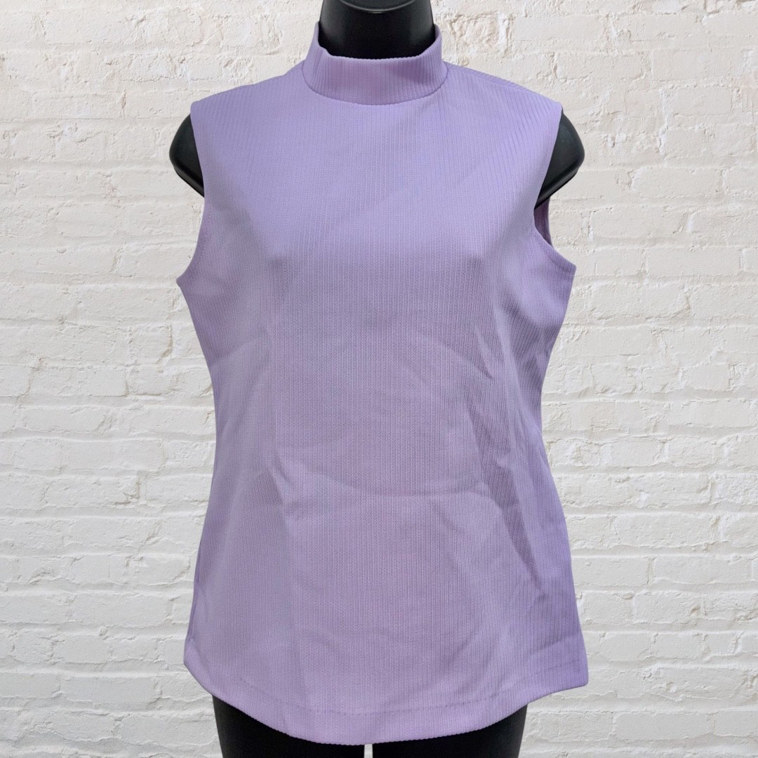 VTG Personal By Leslie Fay Sleeveless Zipper In Back Ribbed Golf Top Purple