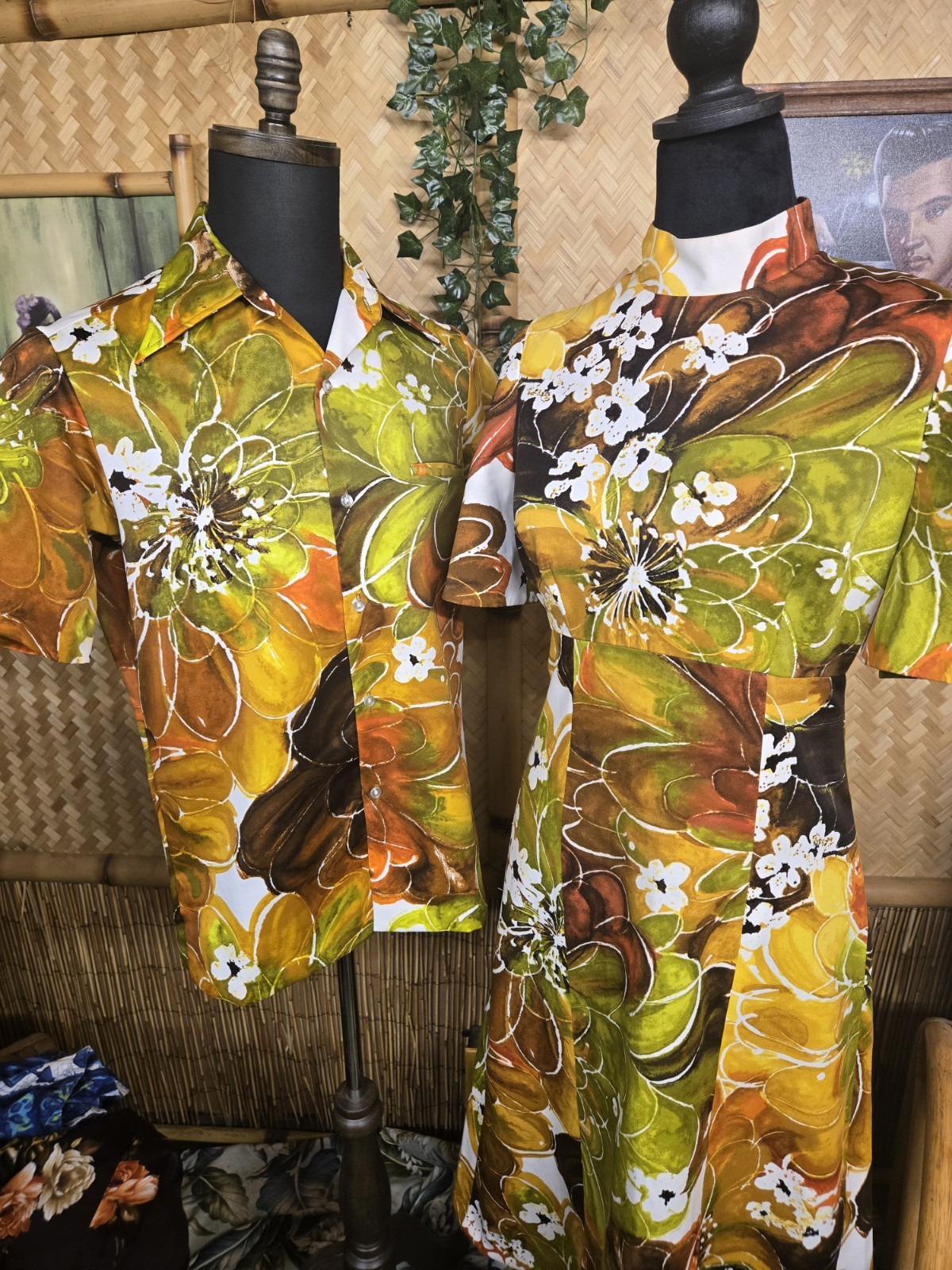 Vintage Tori Richard Hawaiian Honeymoon Aloha Dress & Shirt Set m1166
