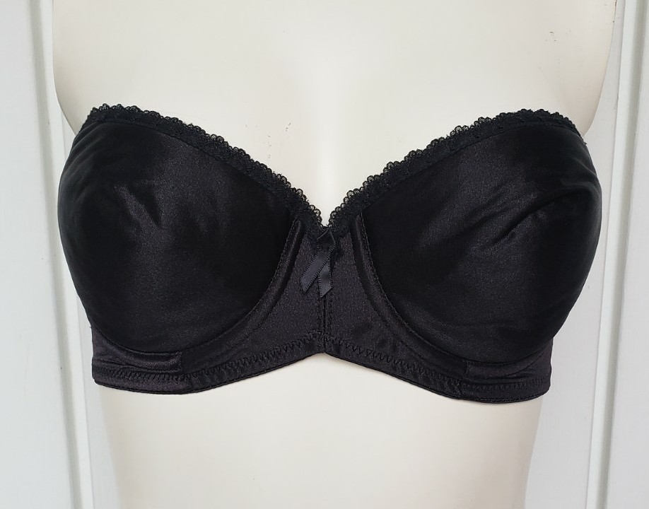 Vintage Strapless by Smoothie Bra Size 32C Black Satin Underwired Style 173 NEW