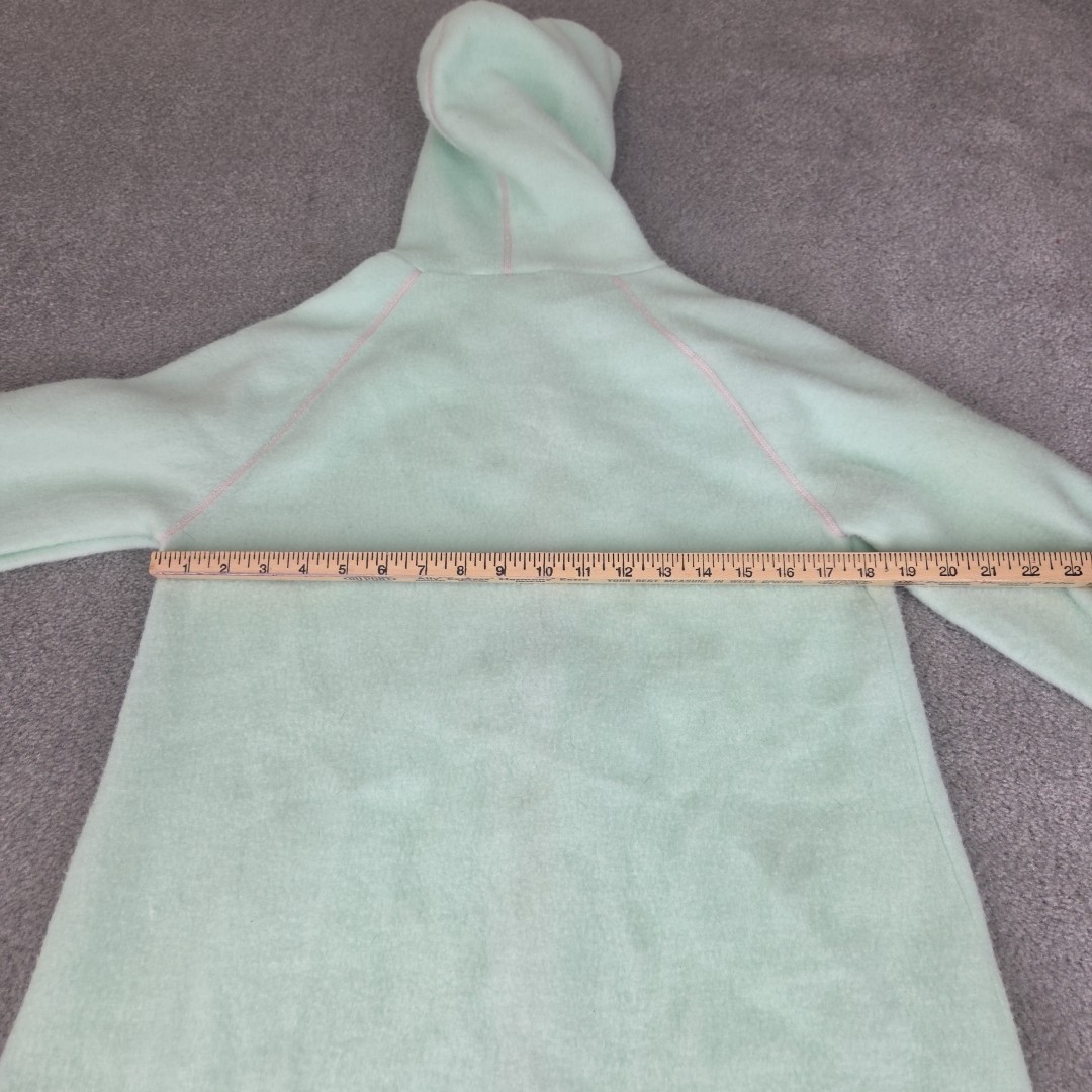 Vtg Medium Zip Pockets Robe/HouseCoat Sears Mint Green Fleece Hooded Pj&rsquo;s Soft