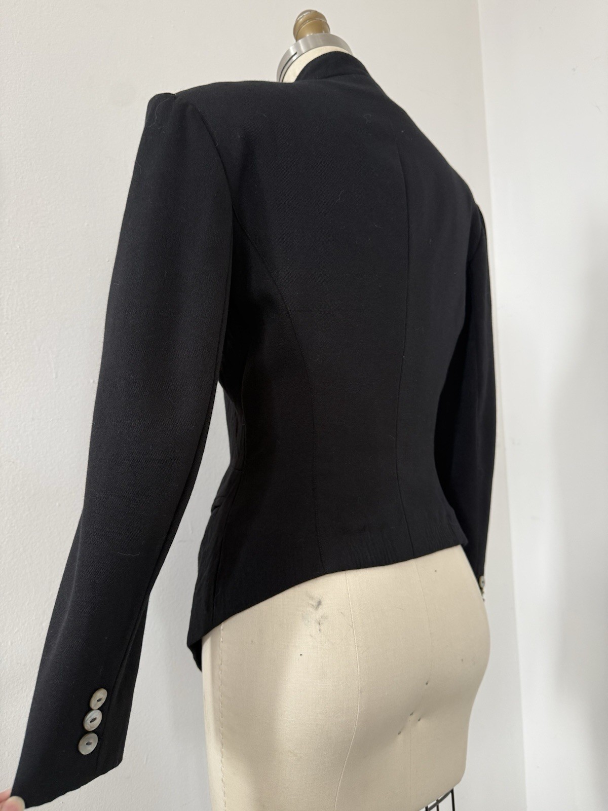 80s Avant Garde Paris Designer Premonville Dewavrin Fitted Wool Tailcoat Jacket