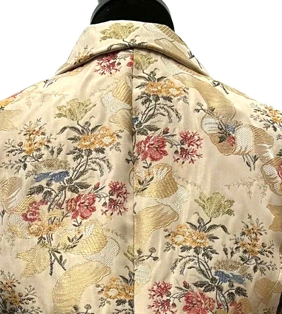 Vintage Cache Womens Oriental Evening Jacket Sz 6 Beige Floral Metallic Brocade