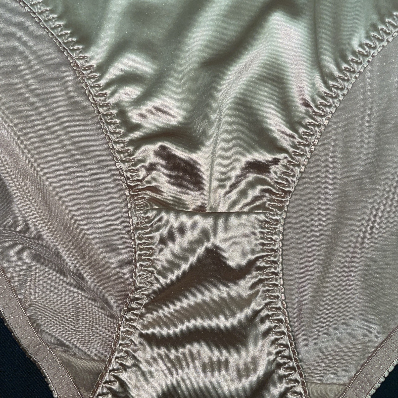 Delta Burke Panties Plus 10/3X Copper Glossy Satin Second Skin VTG hi-cut Sissy
