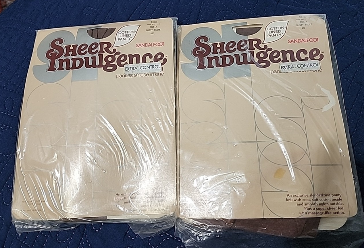 Vintage Sheer Indulgence Pantyhose Lot Of 2 Dusty Taupe Size A New Old Stock