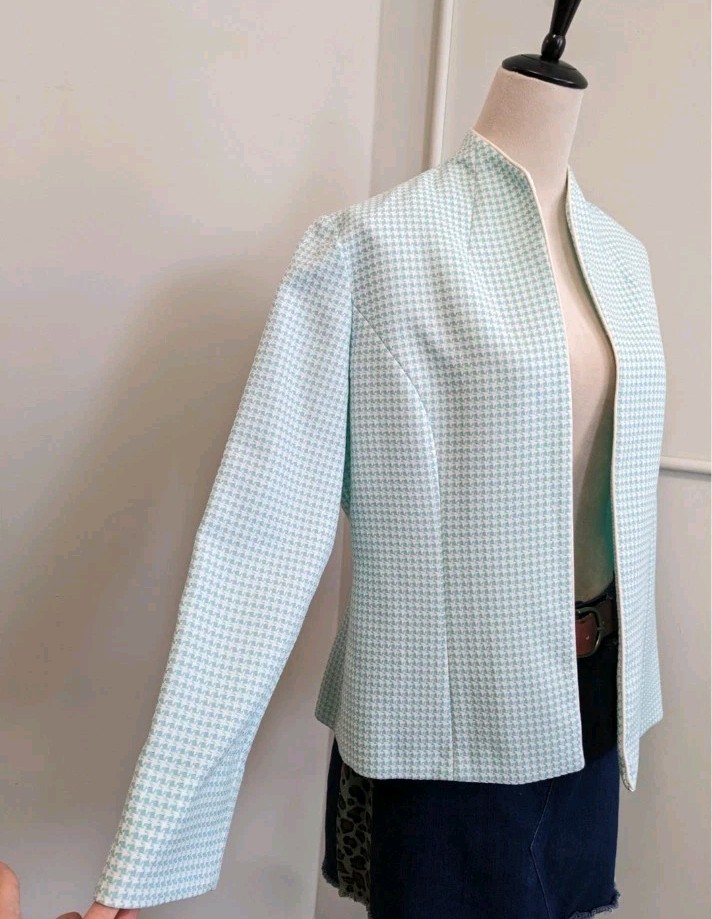 Jessica Howard Blazer Womens Size 12 Light Blue Open Front Textured Jacket