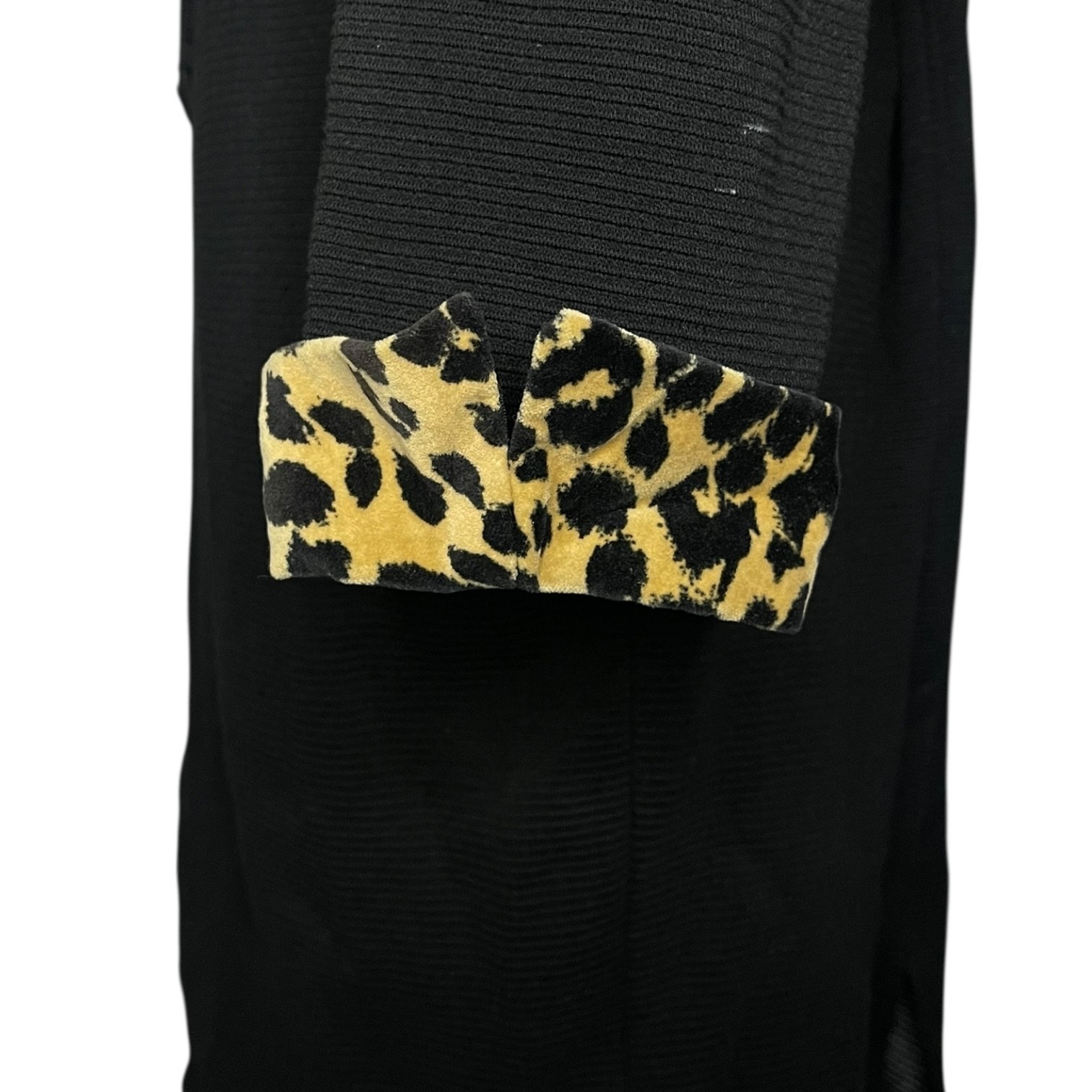 Vintage Stuart Alan Size 10 Black Leopard Dress Button Classic Cocktail Modest