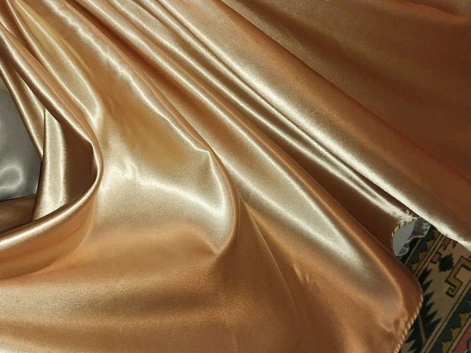 VTG REAL SATIN GOLD LAME 400&Prime; SWEEP 40S STYLE Wedding EVENING MAXI GLAM Dress 38