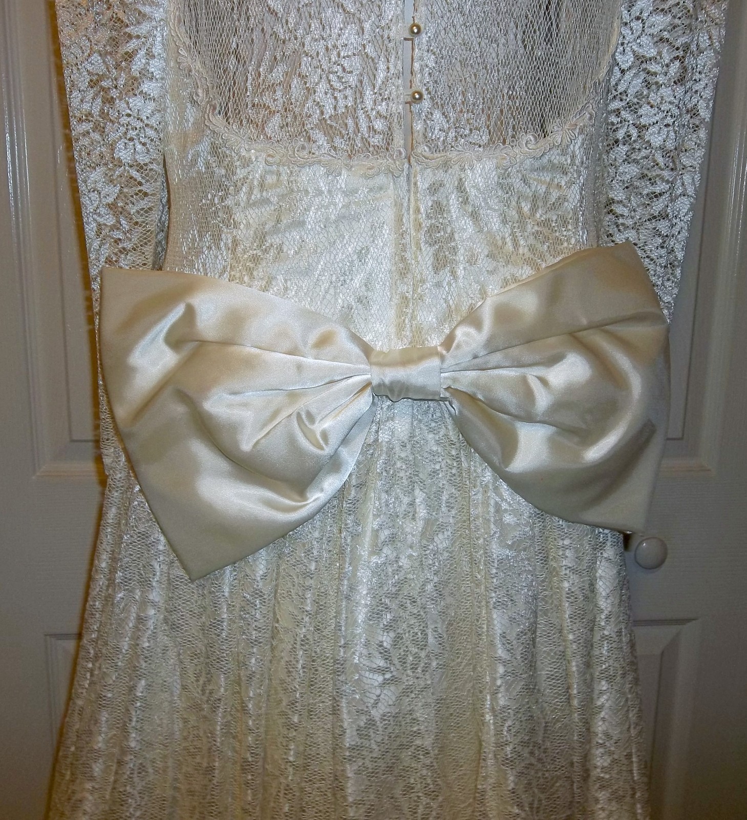 80s Vintage Jessica McClintock Ivory Lace Wedding Dress Tagged Size 18