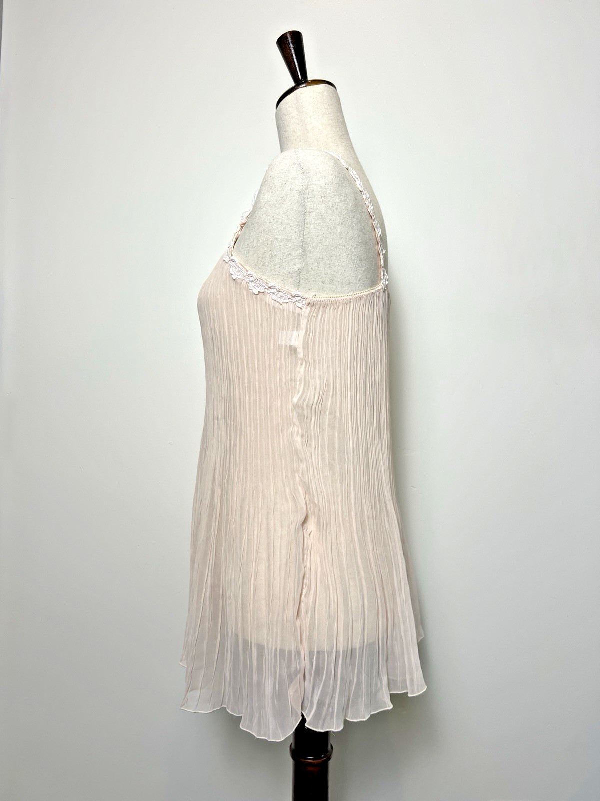 Vintage Embry Light Peach Pleated Sheer Babydoll Nightgown Women&rsquo;s S