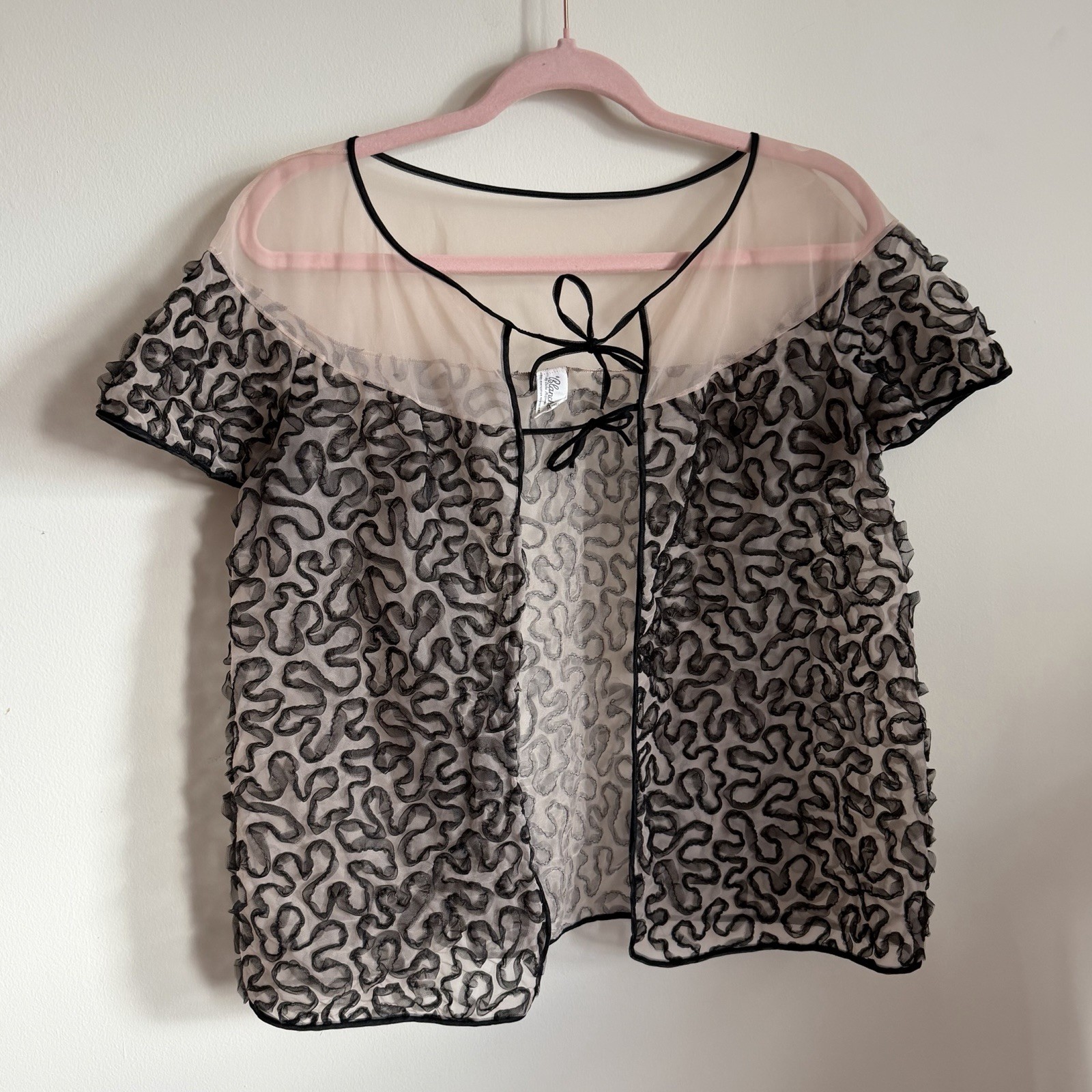 Vintage 60s Blanche by Erika McGowan Sheer Black and Cream Coquette Shall