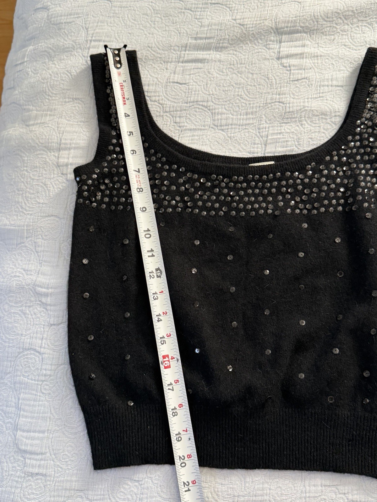 Don Rakow Stevens Creek Angora Wool Sequin Sweater Tank Top Vintage 90s Sz L