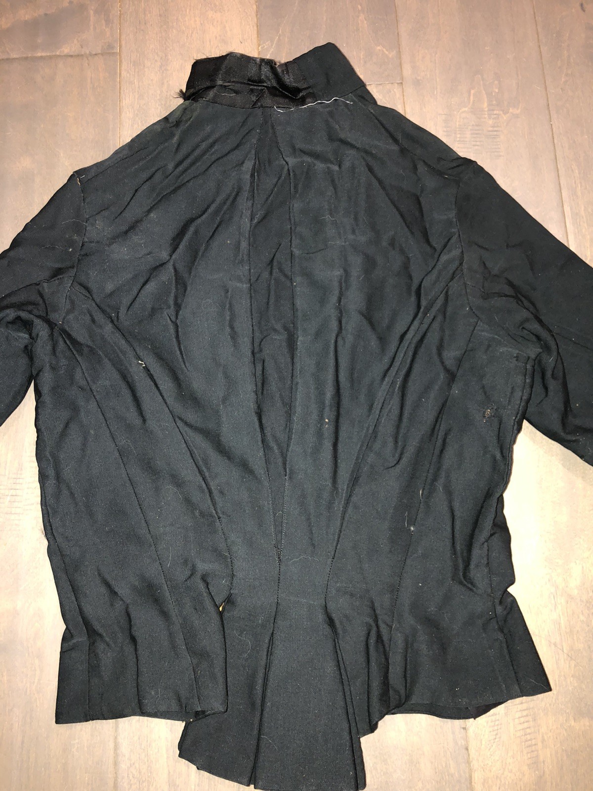 Antique Victorian Black Silk Bodice with Button Front And boning AS IS See Photo