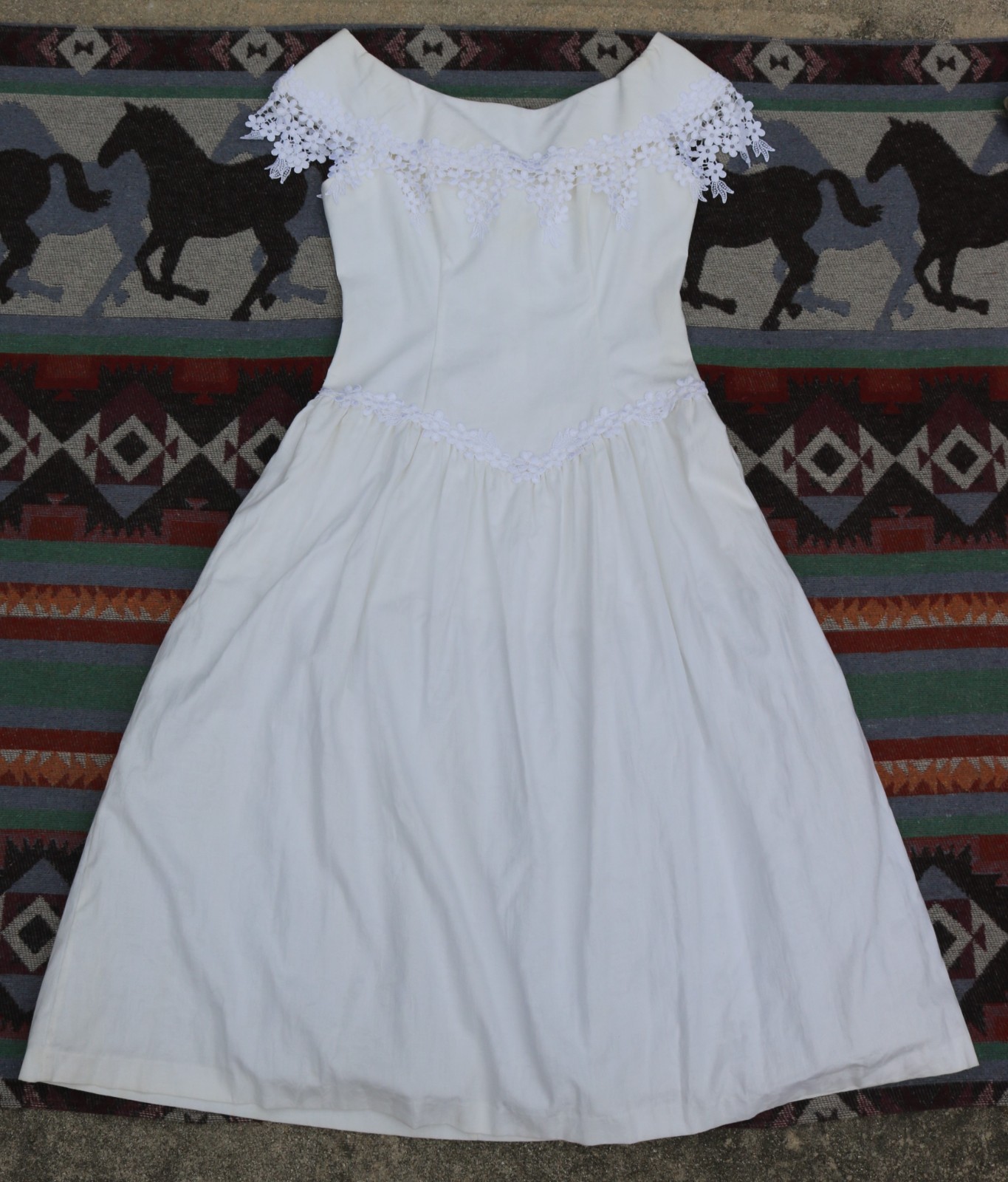 Vintage Cachet Dress 13/14 Bari Protas 1980s White w/Lace Victorian Wedding Tea