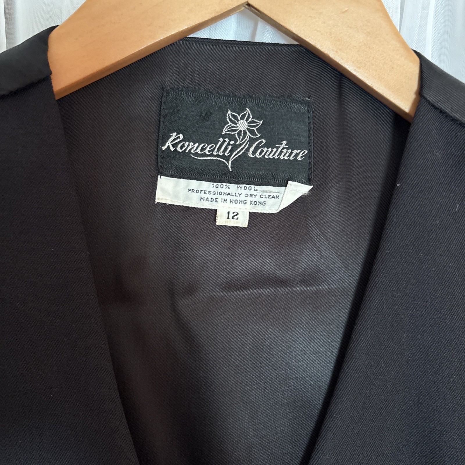 Vintage Roncelli Couture Vest Black Wool Rare Classic Staple Wardrobe Piece 12